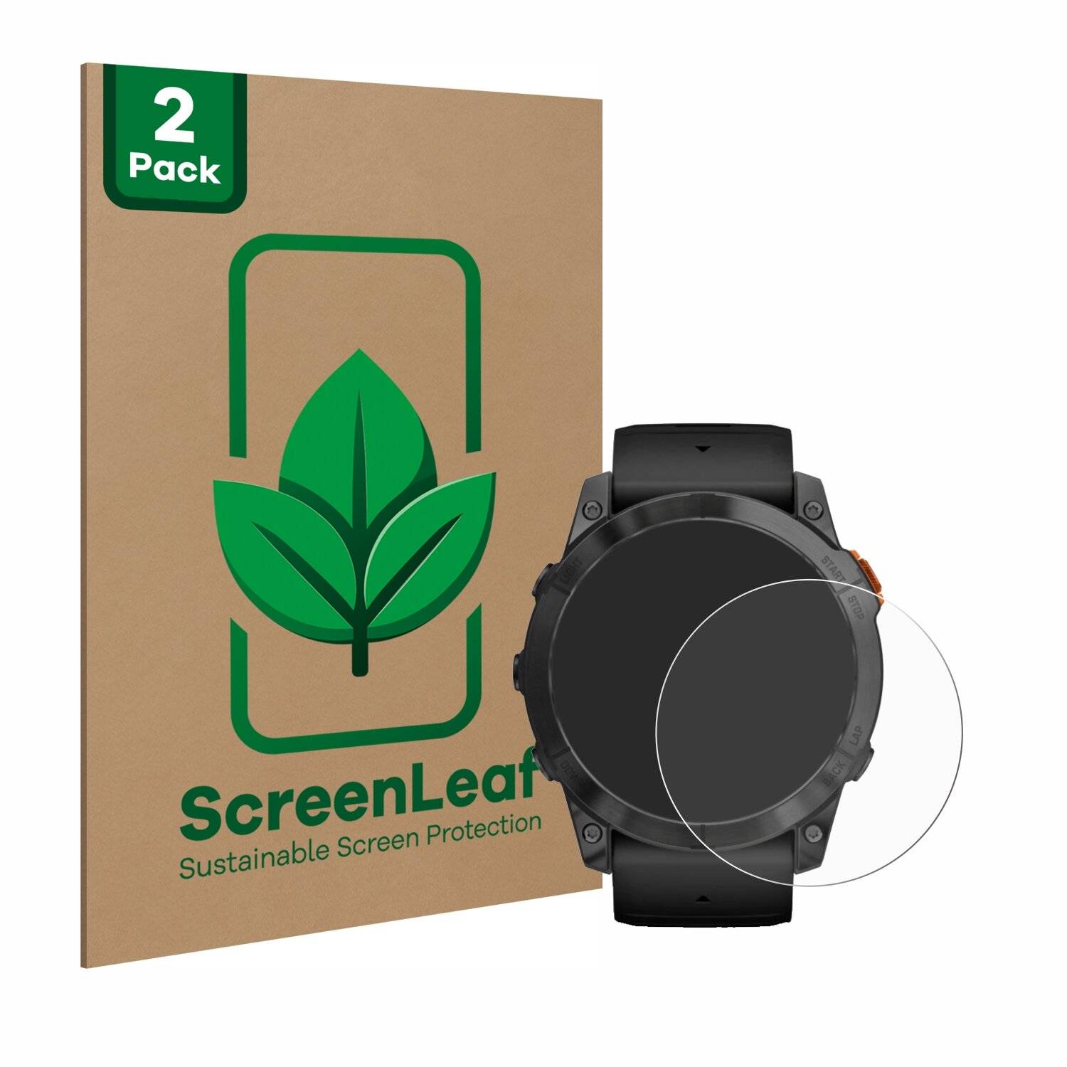 2x ScreenLeaf Clear Nachhaltiger Displayschutz für Garmin Fenix 7X Pro Solar (51