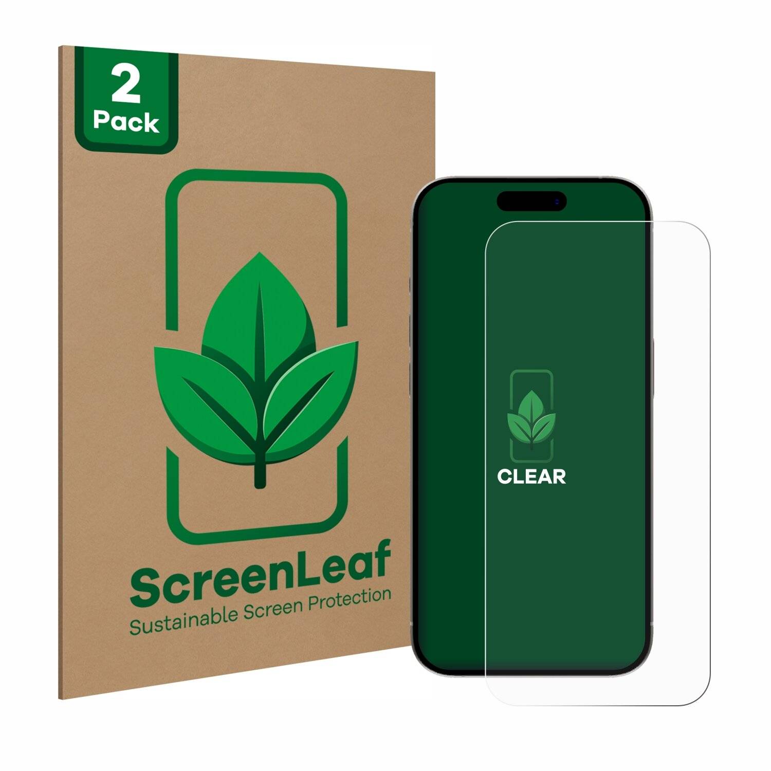 2x ScreenLeaf Clear Nachhaltiger Displayschutz für Apple iPhone
