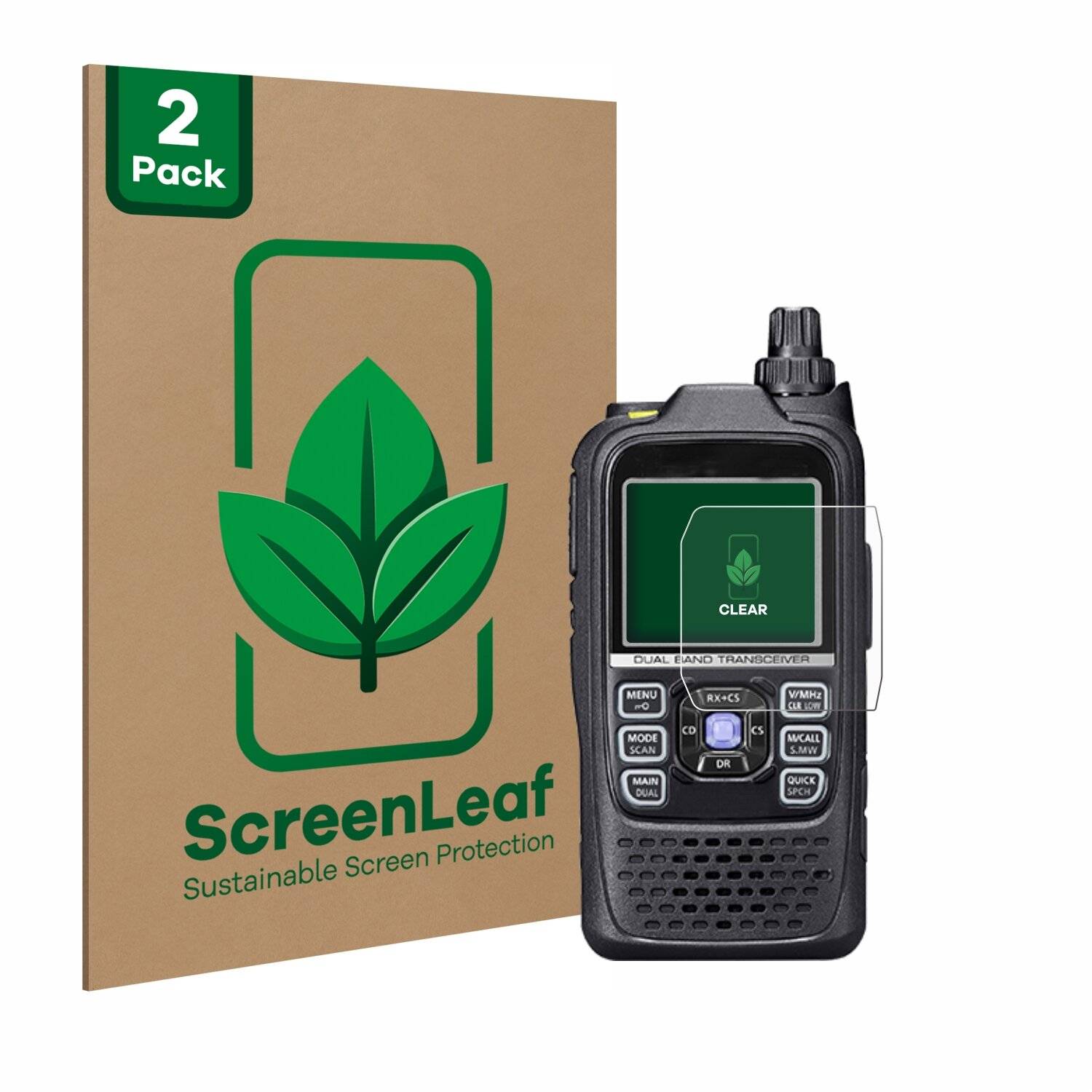 2x ScreenLeaf Clear Nachhaltiger Displayschutz für Icom