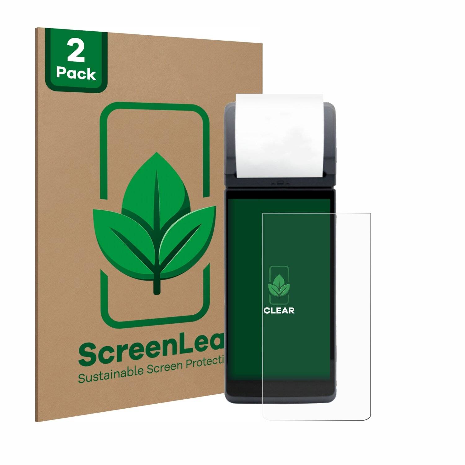 2x ScreenLeaf Clear Nachhaltiger Displayschutz für myPOS
