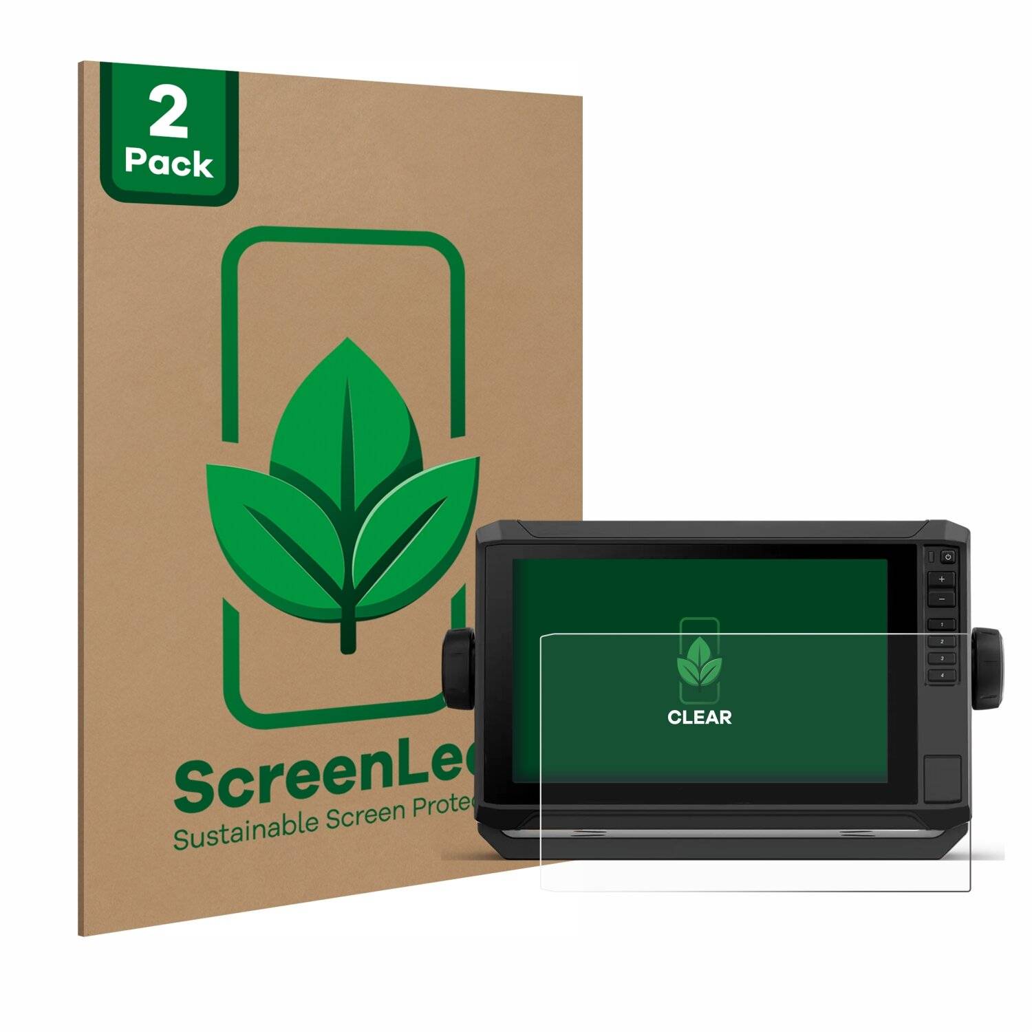 2x ScreenLeaf Clear Nachhaltiger Displayschutz für Garmin ECHOMAP UHD2