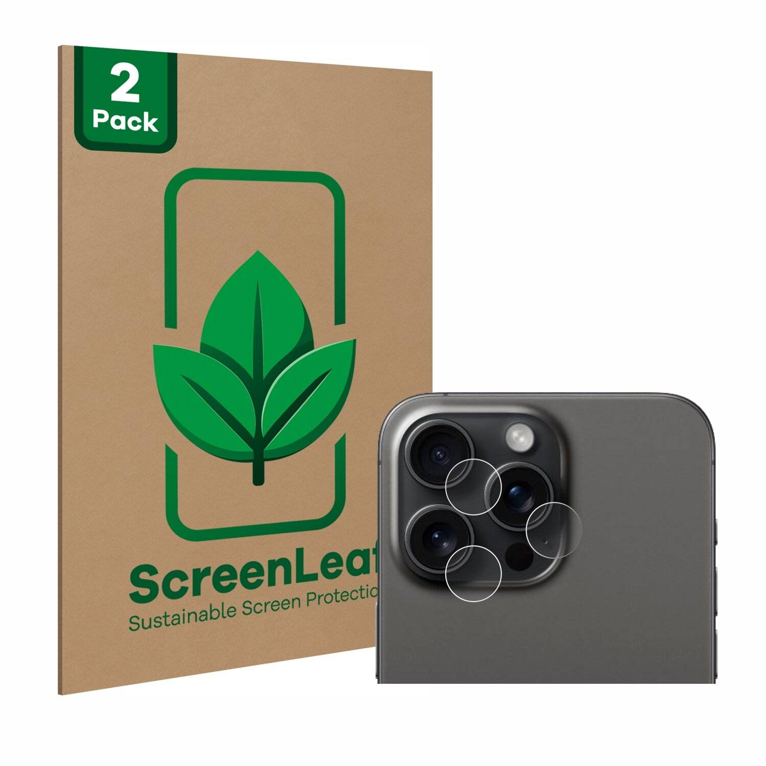 2x ScreenLeaf Clear Nachhaltiger Displayschutz für Apple iPhone 15 Pro Max (NUR