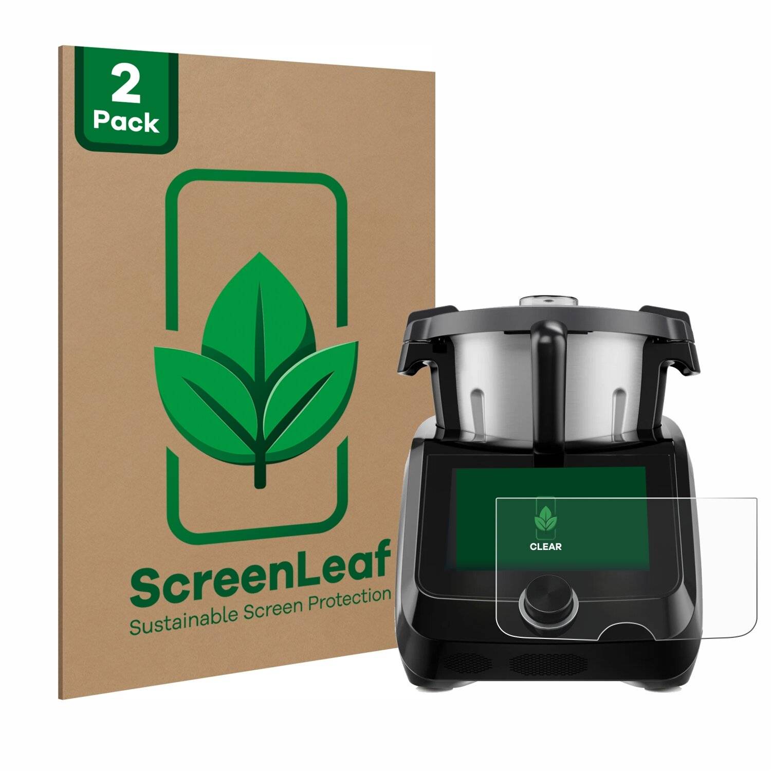 2x ScreenLeaf Clear Nachhaltiger Displayschutz für SilverCrest Monsieur Cuisine Smart BLACK