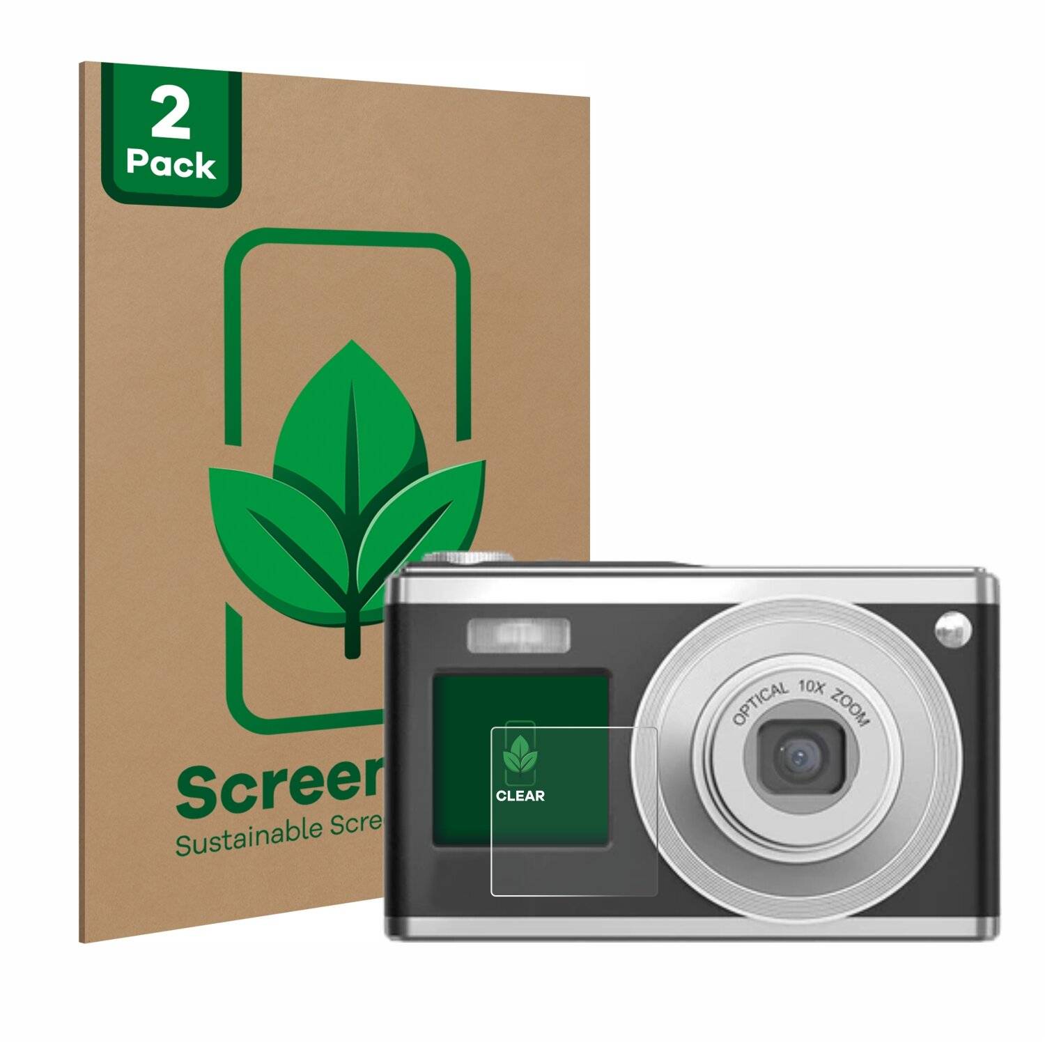 2x ScreenLeaf Clear Nachhaltiger Displayschutz für Rollei Compactline 10X (Vorderes