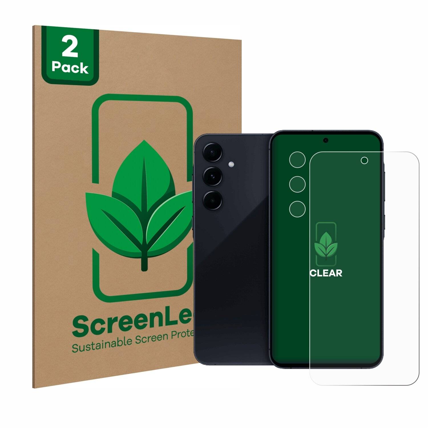 2x ScreenLeaf Clear Nachhaltiger Displayschutz für Samsung Galaxy A55 5G