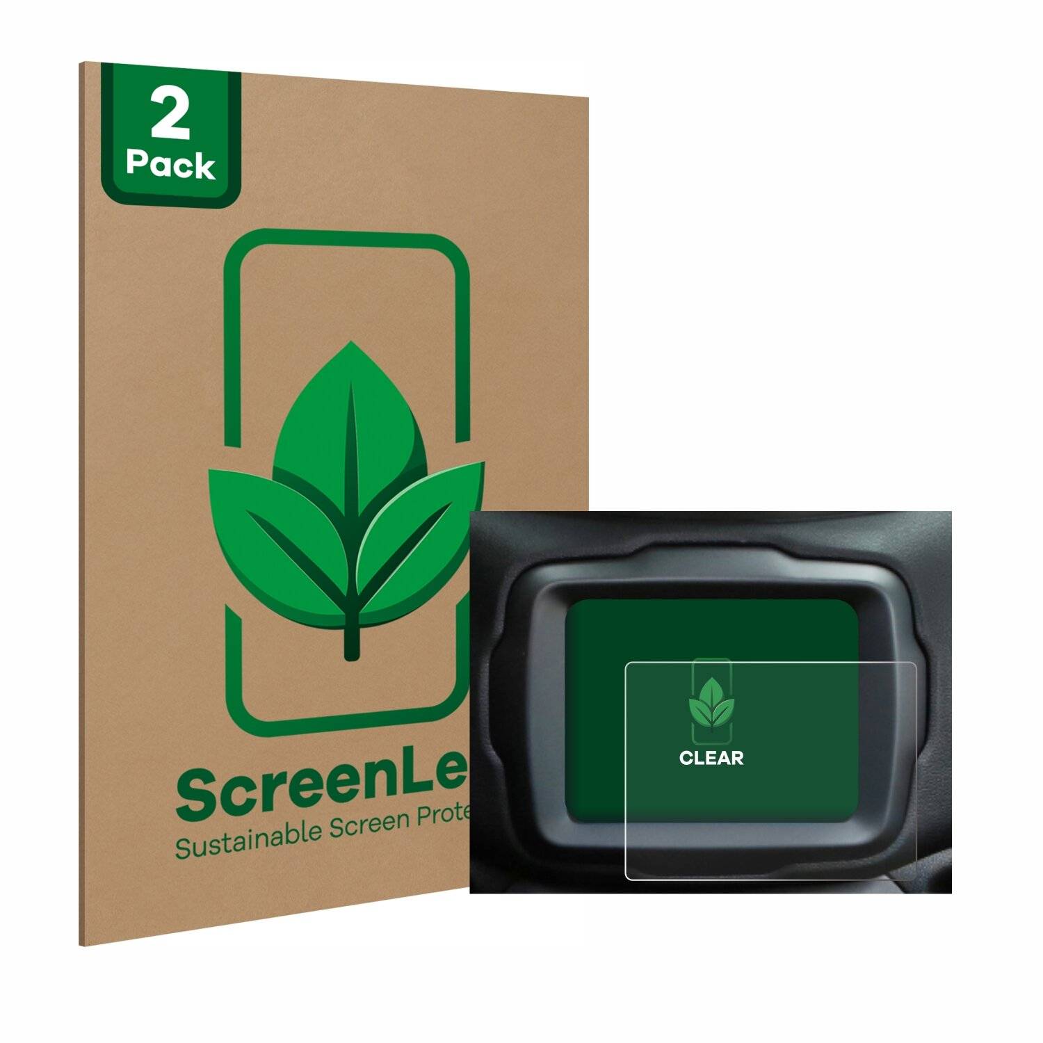 2x ScreenLeaf Clear Nachhaltiger Displayschutz für Jeep Renegade