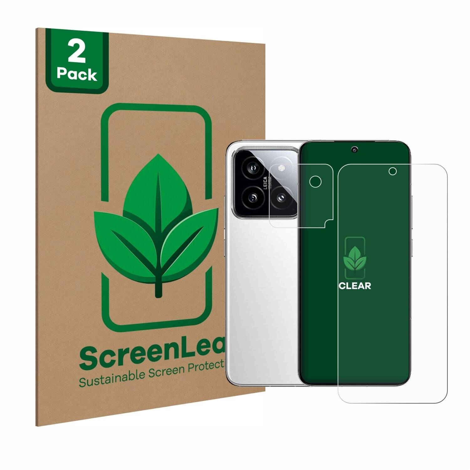 2x ScreenLeaf Clear Nachhaltiger Displayschutz für Xiaomi 14