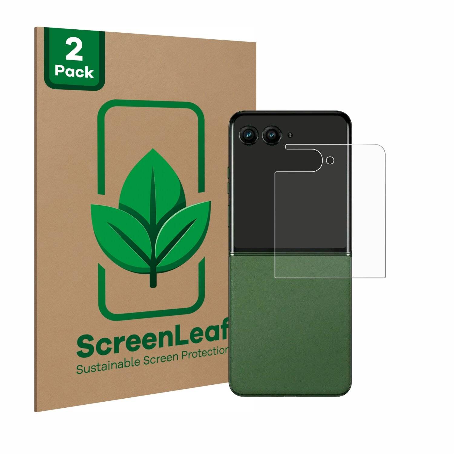 2x ScreenLeaf Clear Nachhaltiger Displayschutz für Motorola Razr 50 Ultra (Hinteres