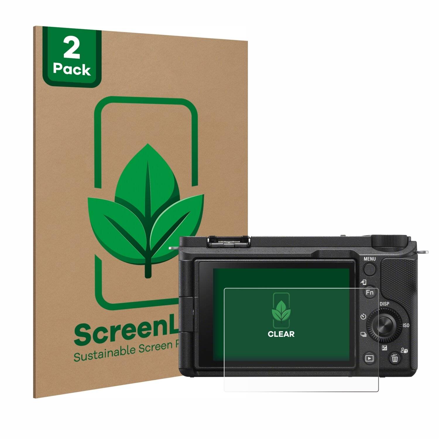 2x ScreenLeaf Clear Nachhaltiger Displayschutz für Sony Alpha ZV-E10