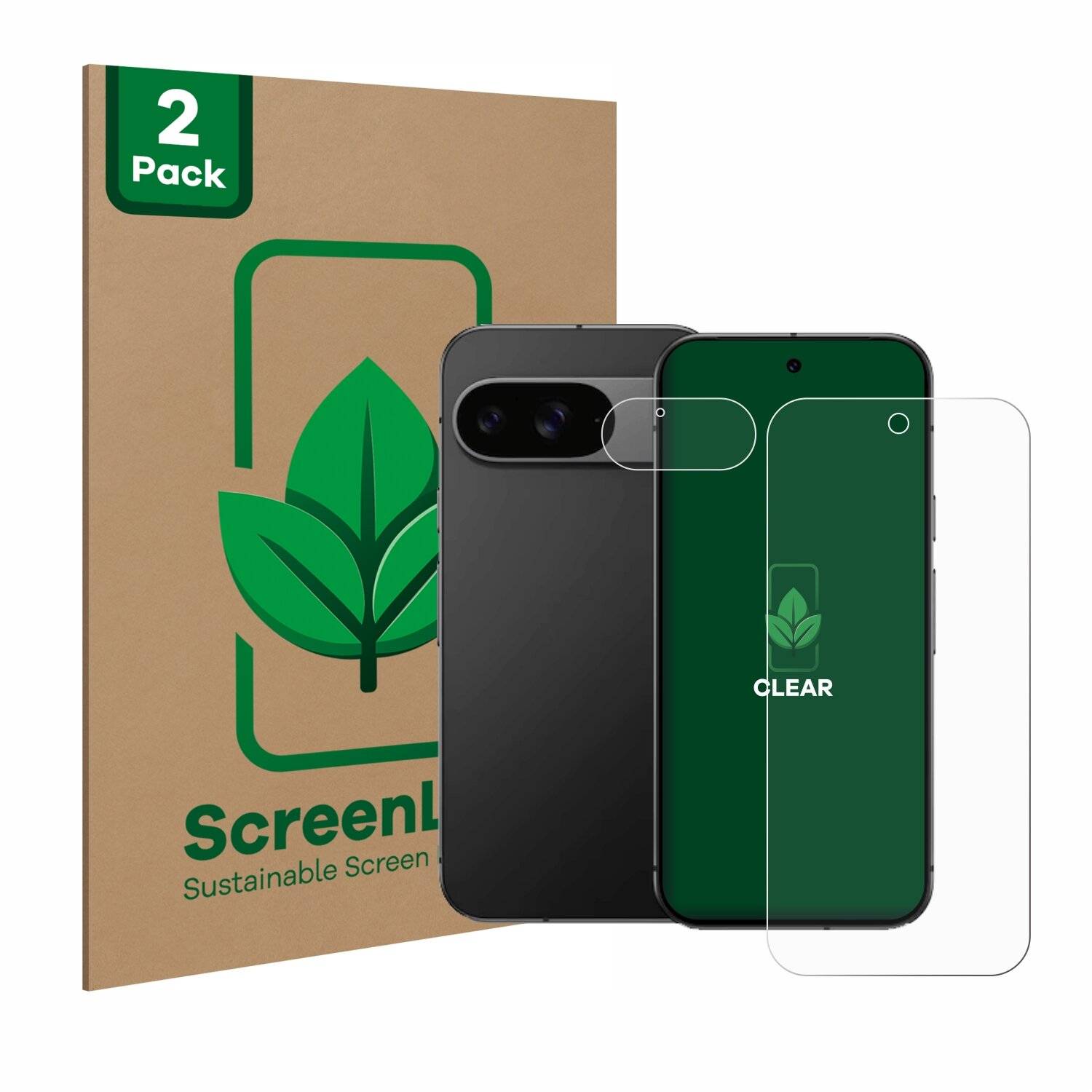 2x ScreenLeaf Clear Nachhaltiger Displayschutz für Google Pixel 9