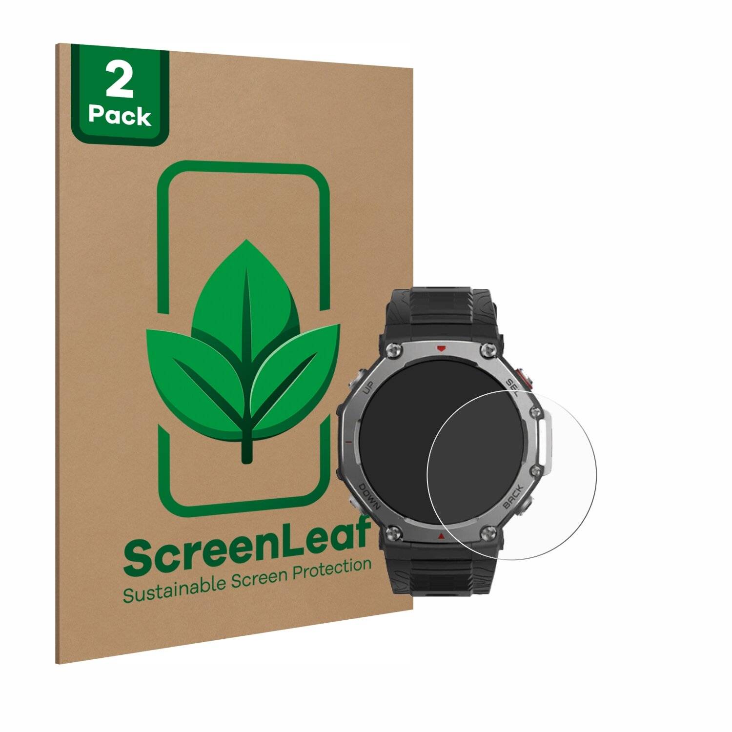 2x ScreenLeaf Clear Nachhaltiger Displayschutz für Huami Amazfit T-Rex