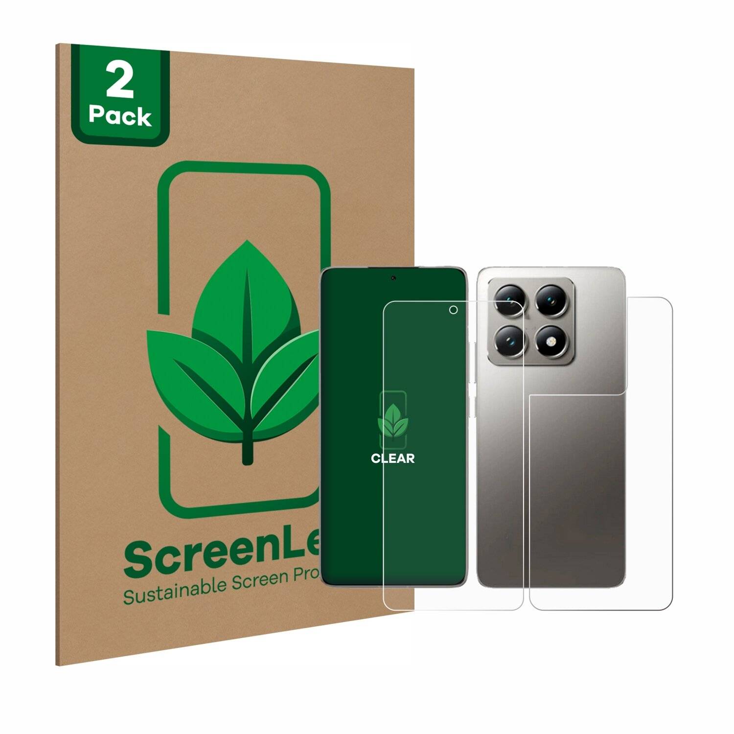 2x ScreenLeaf Clear Nachhaltiger Displayschutz für Xiaomi 14T Pro