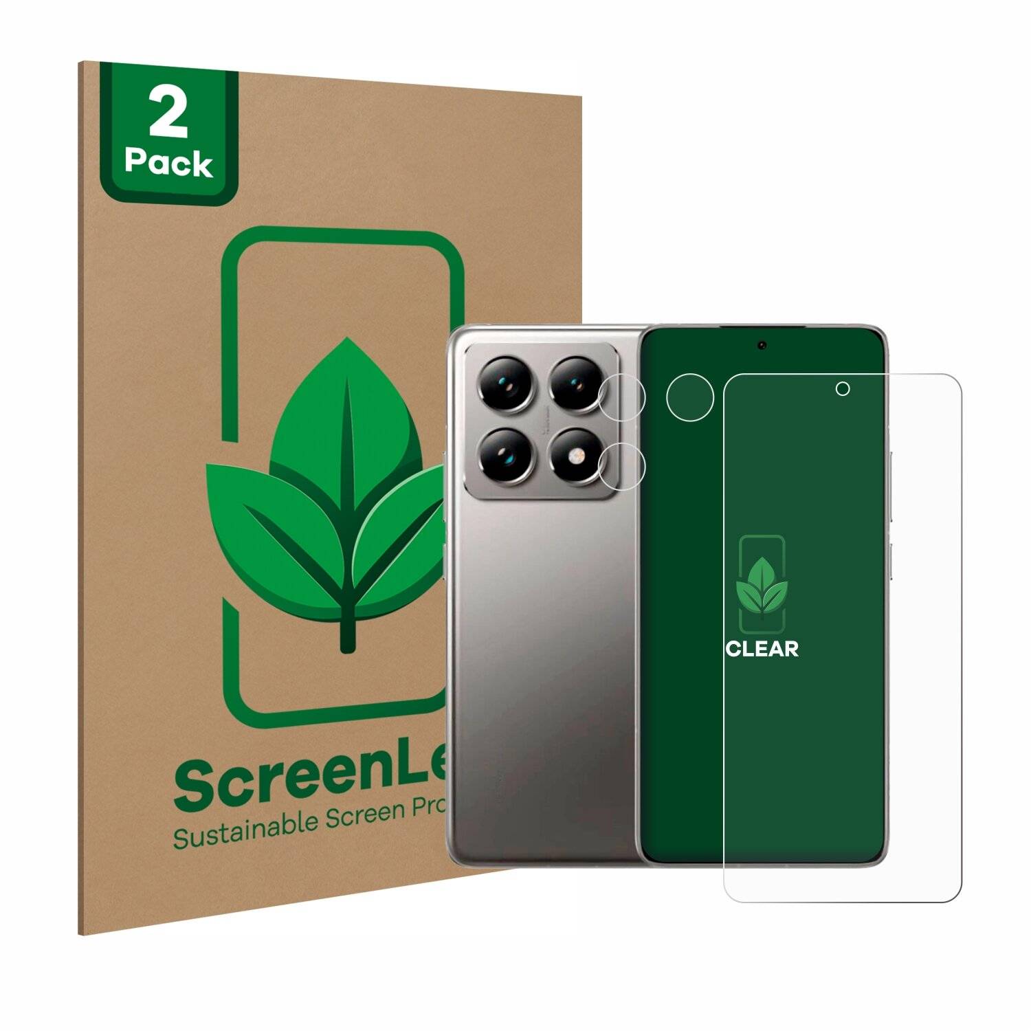 2x ScreenLeaf Clear Nachhaltiger Displayschutz für Xiaomi 14T