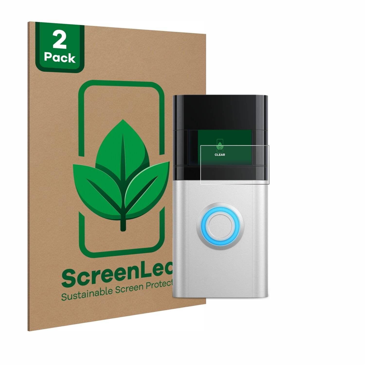 2x ScreenLeaf Clear Nachhaltiger Displayschutz für Ring Video Doorbell 3
