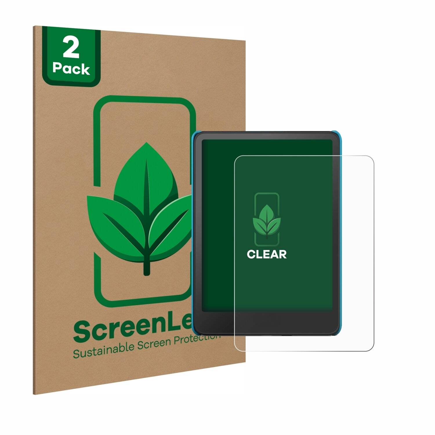 2x ScreenLeaf Clear Nachhaltiger Displayschutz für Amazon Kindle Paperwhite Kids