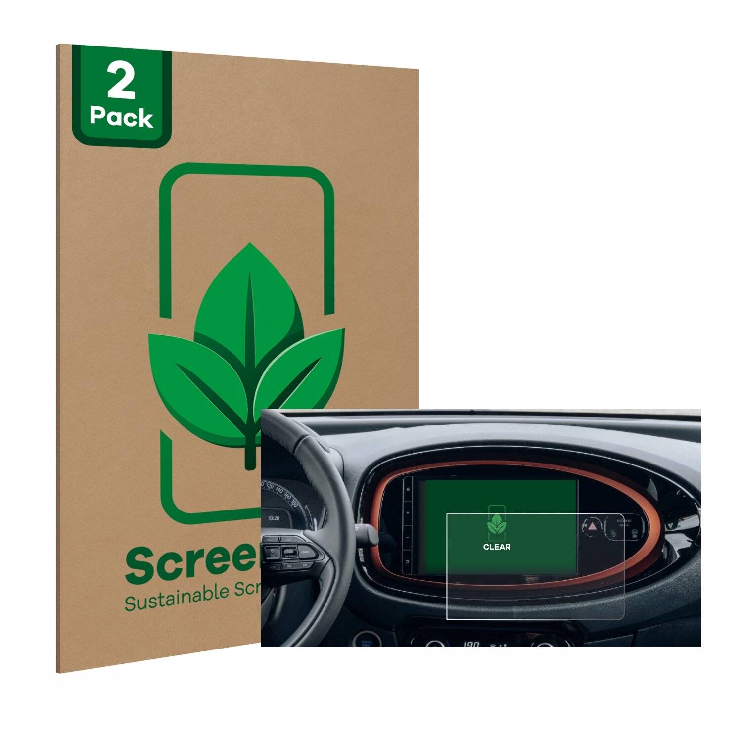 2x ScreenLeaf Clear Nachhaltiger Displayschutz für Toyota Aygo X