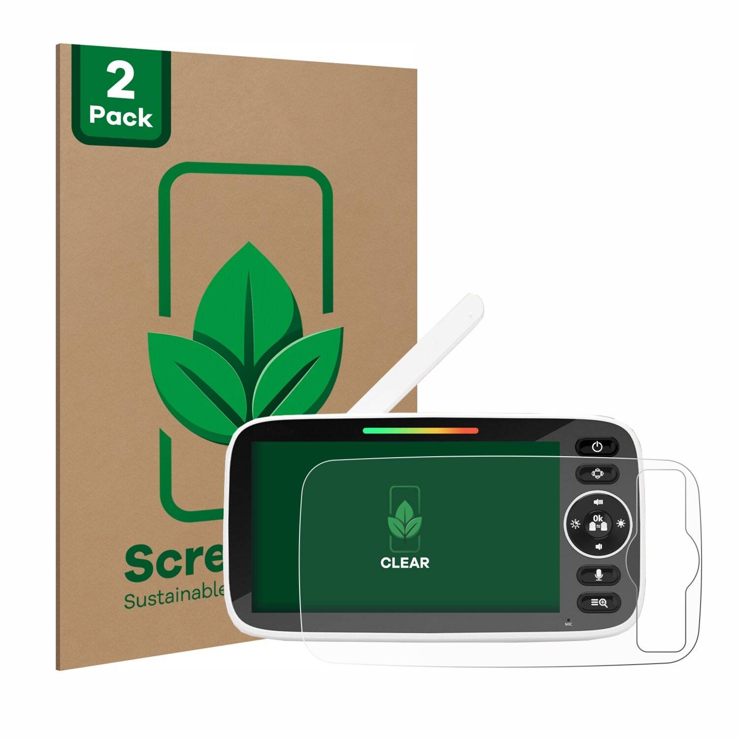 2x ScreenLeaf Clear Nachhaltiger Displayschutz für Yuede Babyphone Monitor