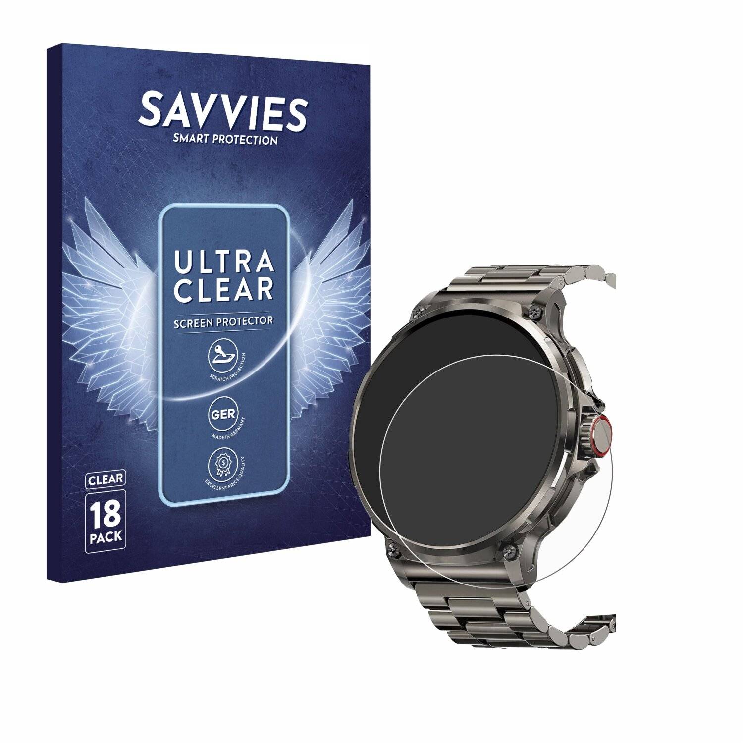 18x Savvies Displayschutz-Folie für Tesofit Smartwatch 1.85