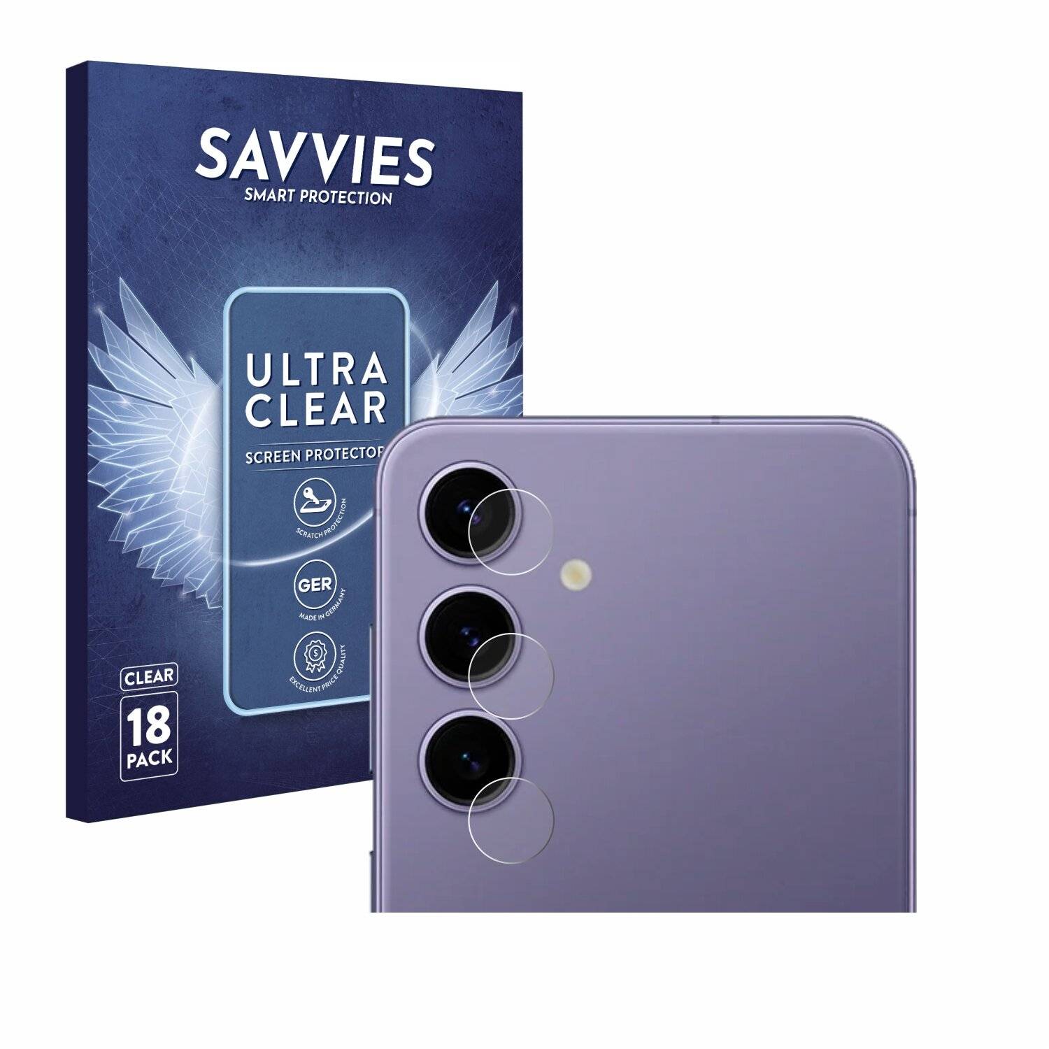 18x Savvies Displayschutz-Folie für Samsung Galaxy S24 (NUR