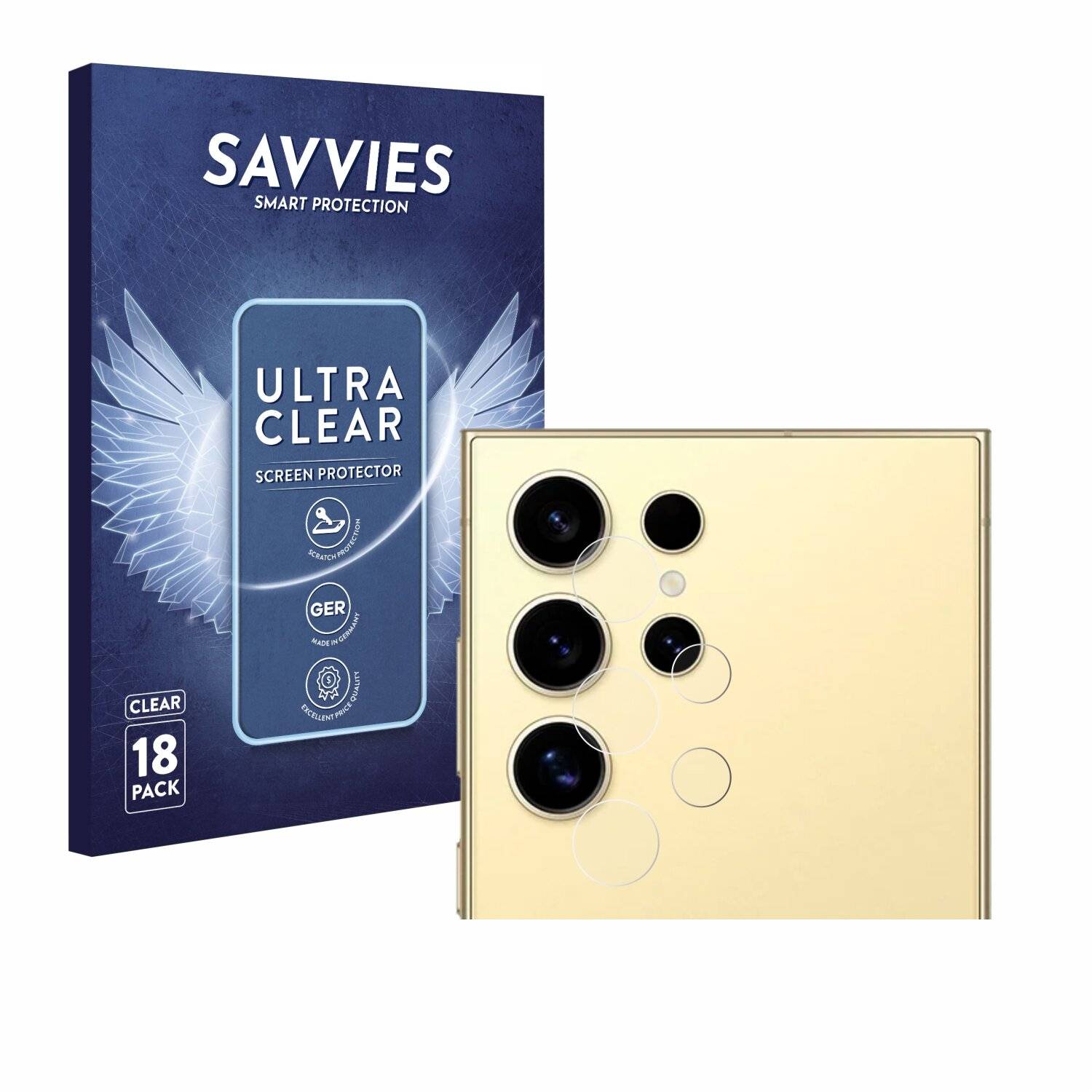 18x Savvies Displayschutz-Folie für Samsung Galaxy S24 Ultra (NUR