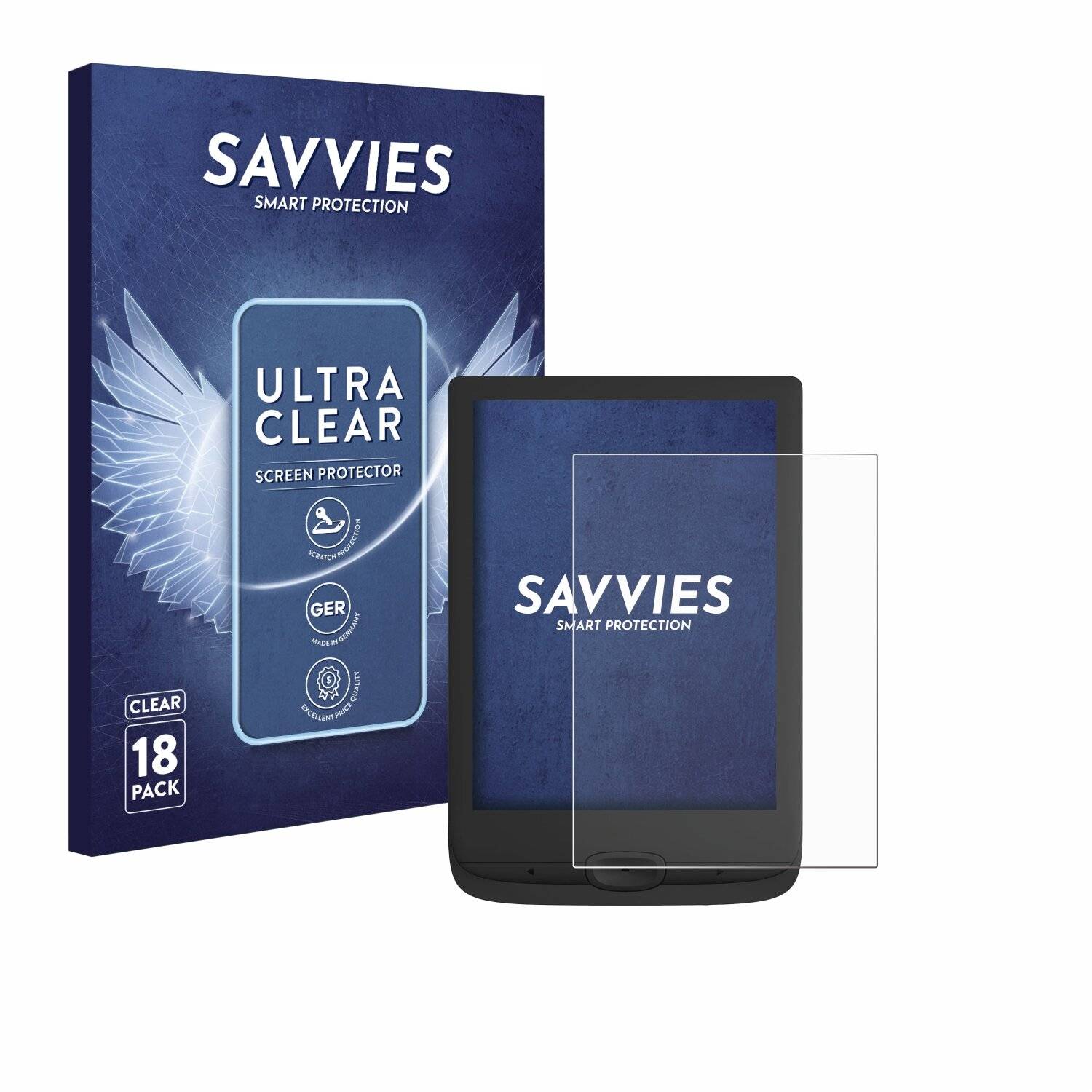 18x Savvies Displayschutz-Folie für PocketBook Basic Lux