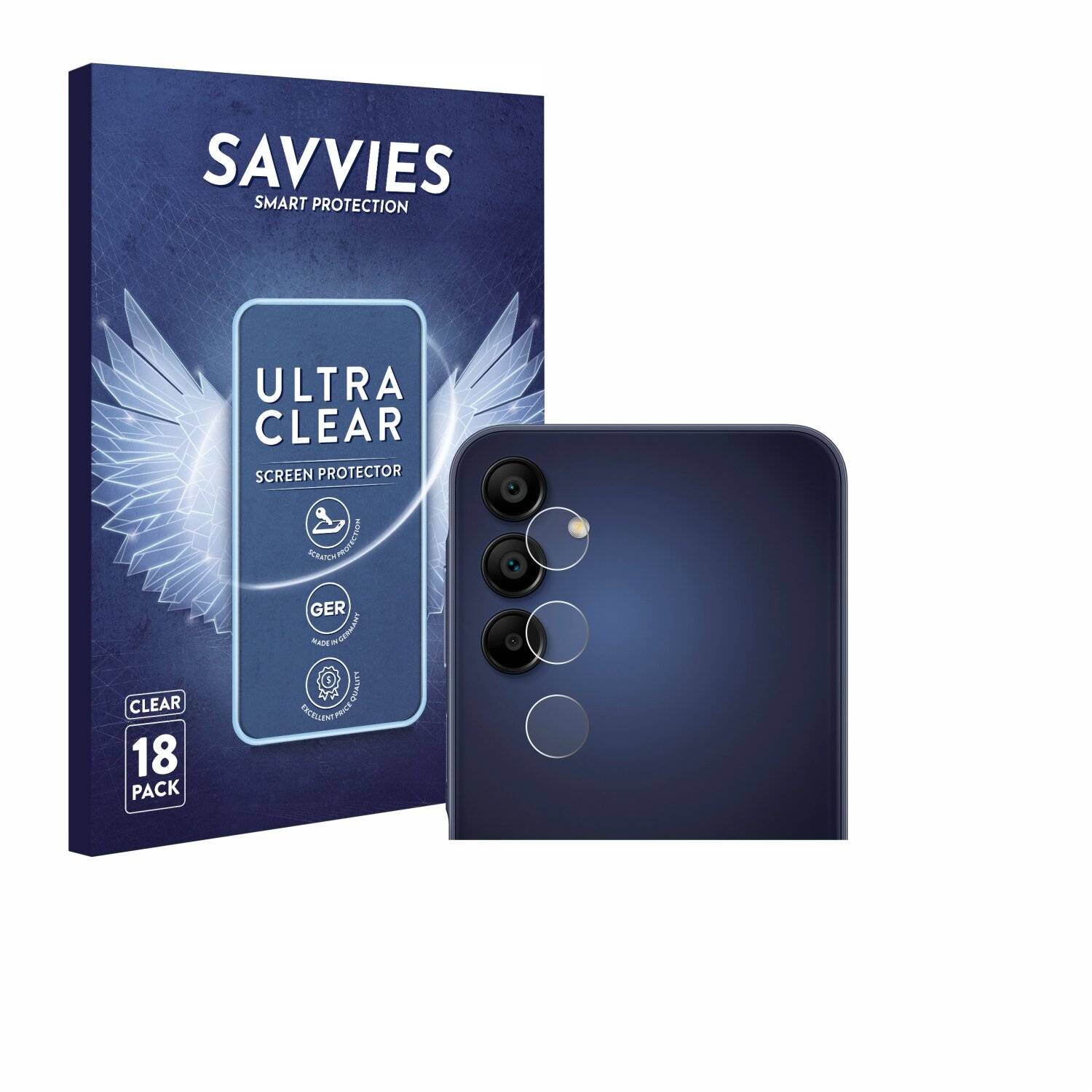 18x Savvies Displayschutz-Folie für Samsung Galaxy A15 (NUR