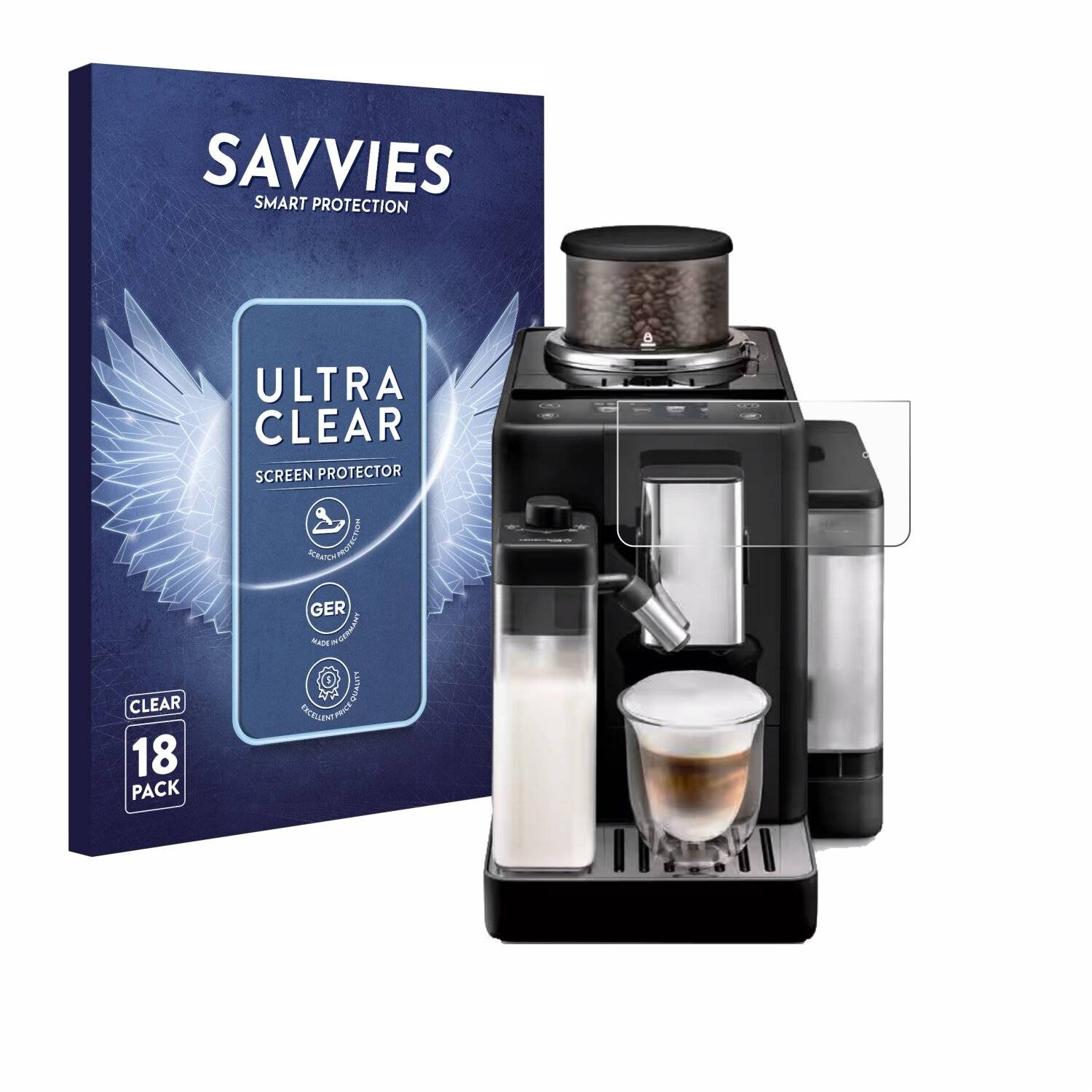 18x Savvies Displayschutz-Folie für DeLonghi