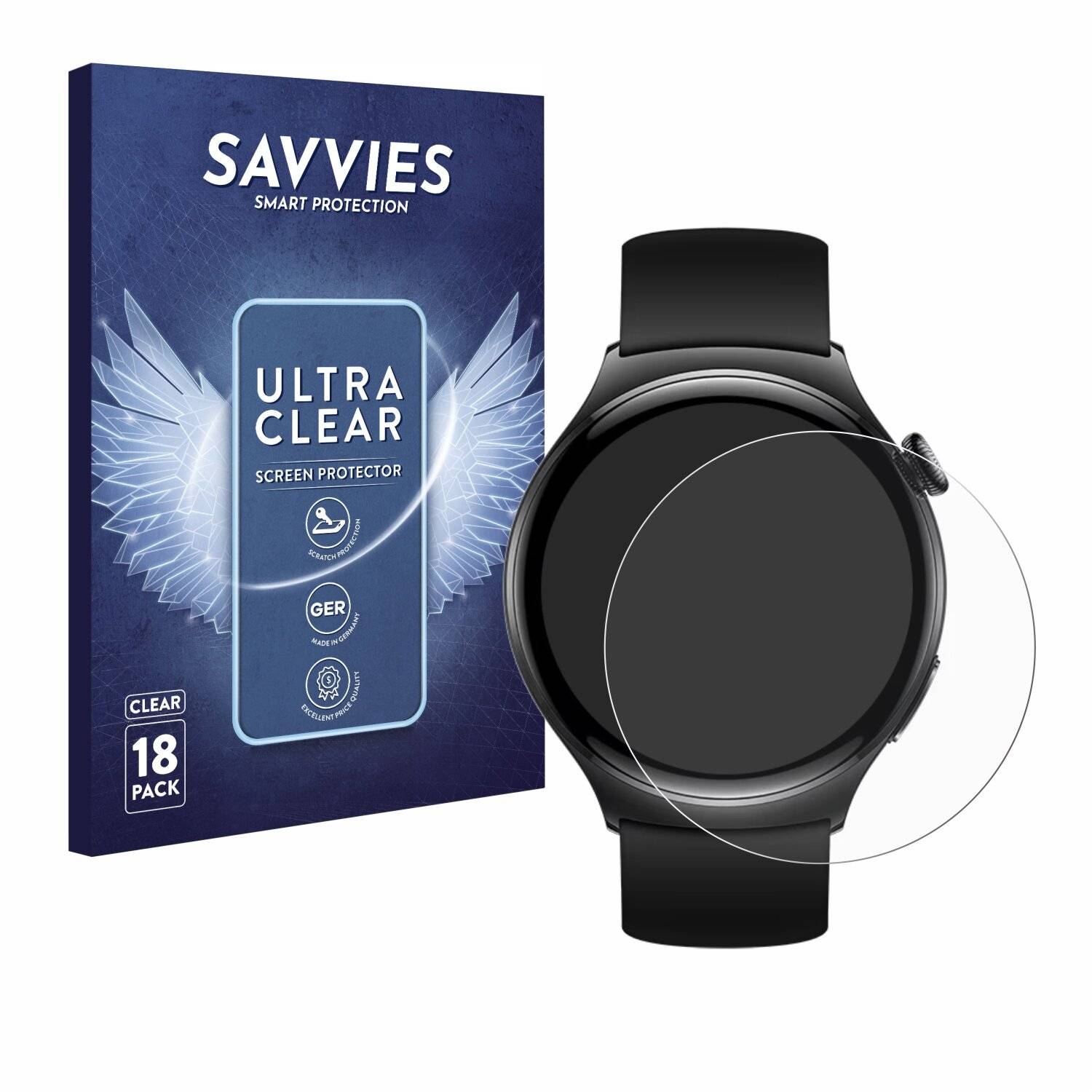 18x Savvies Displayschutz-Folie für Huawei Watch 4 Active (46