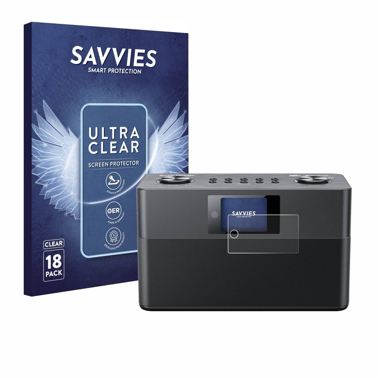 18x Savvies Displayschutz-Folie für Kenwood Smart-Radio
