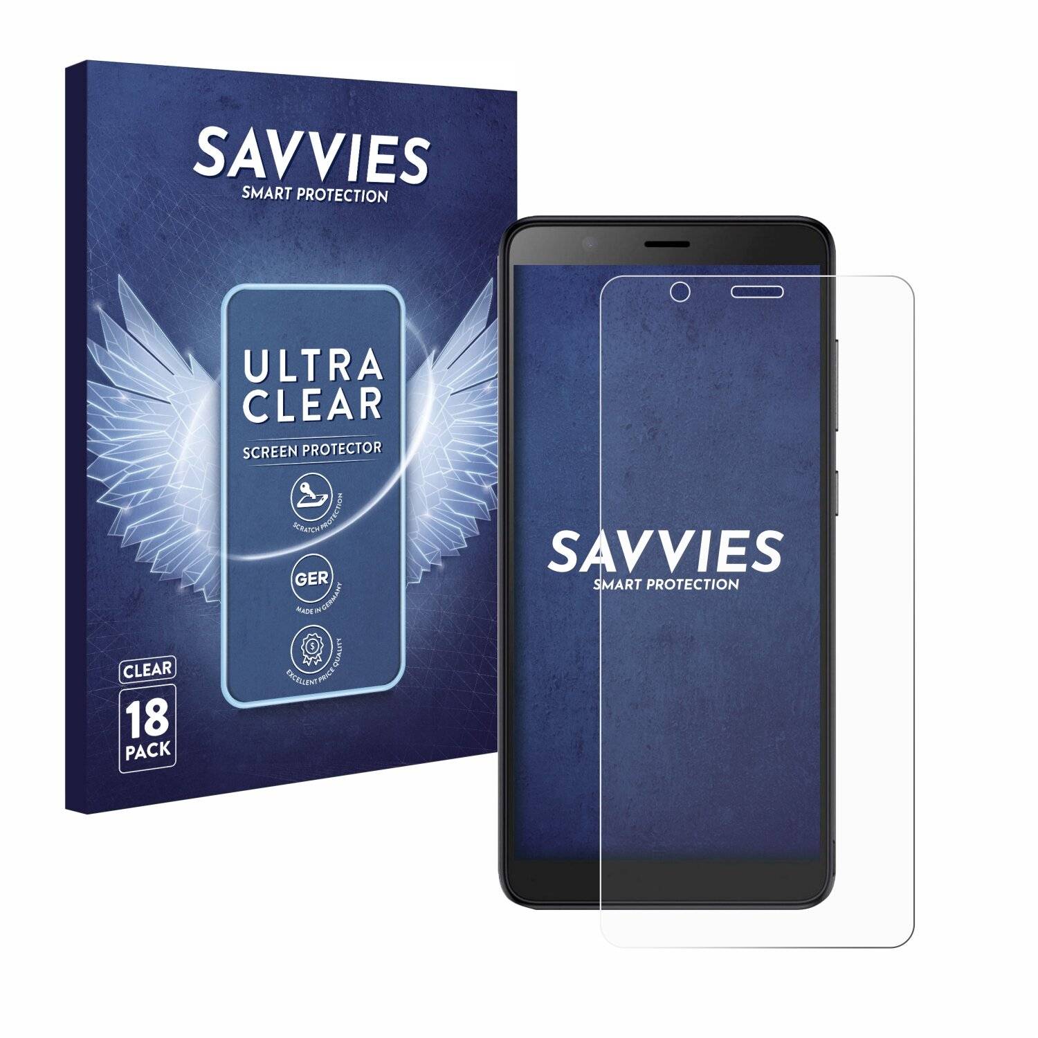 18x Savvies Displayschutz-Folie für ZTE Blade