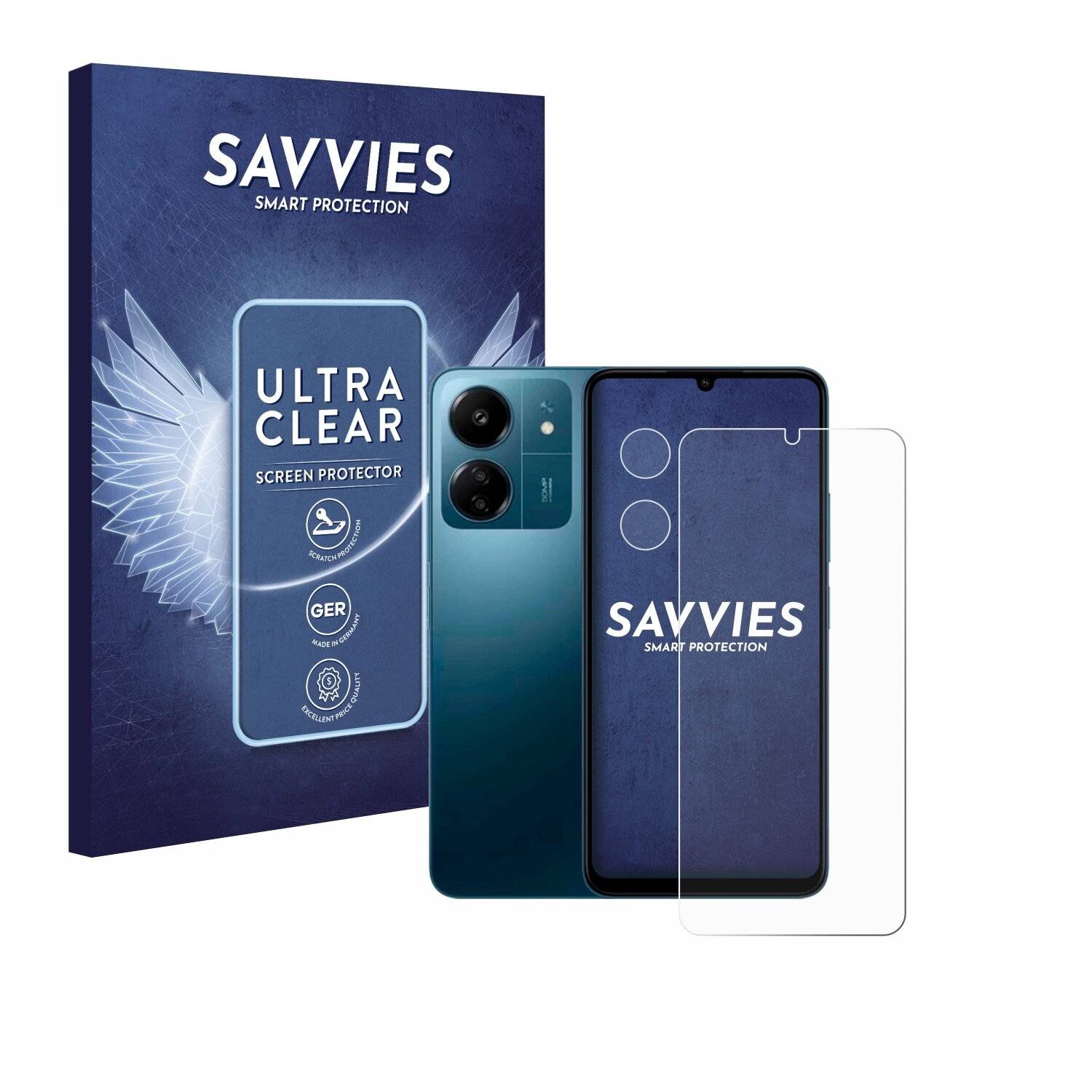 18x Savvies Displayschutz-Folie für Xiaomi Redmi 13C