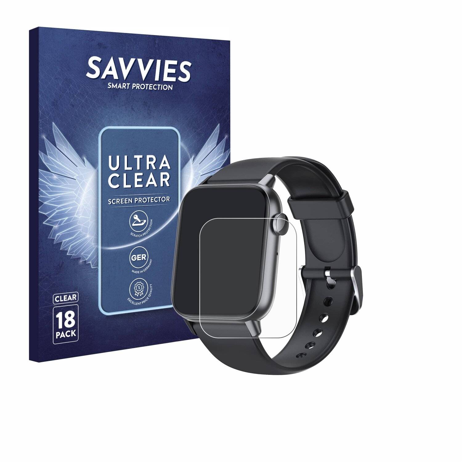 18x Savvies Displayschutz-Folie für Manike QS 108