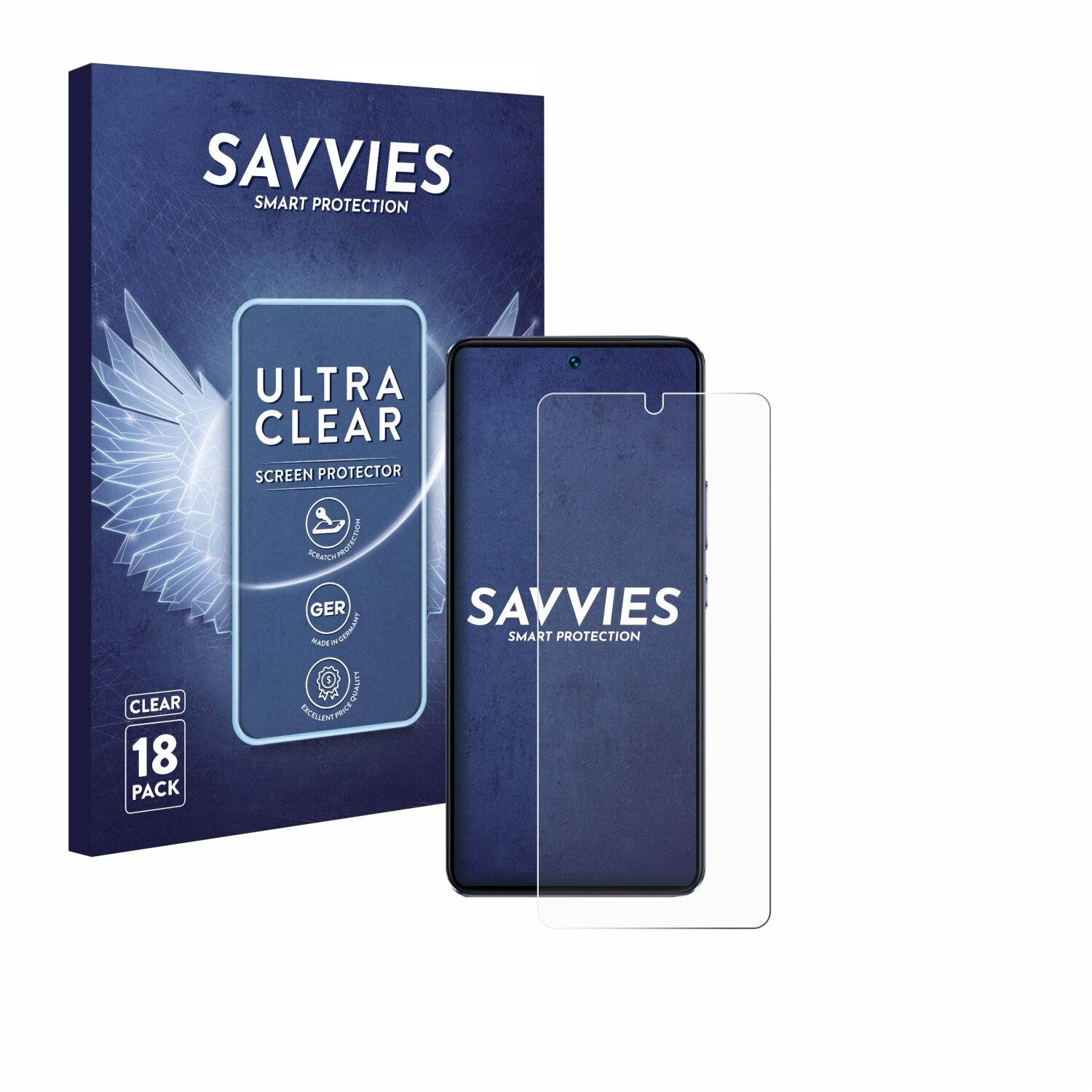 18x Savvies Displayschutz-Folie für Vivo V40