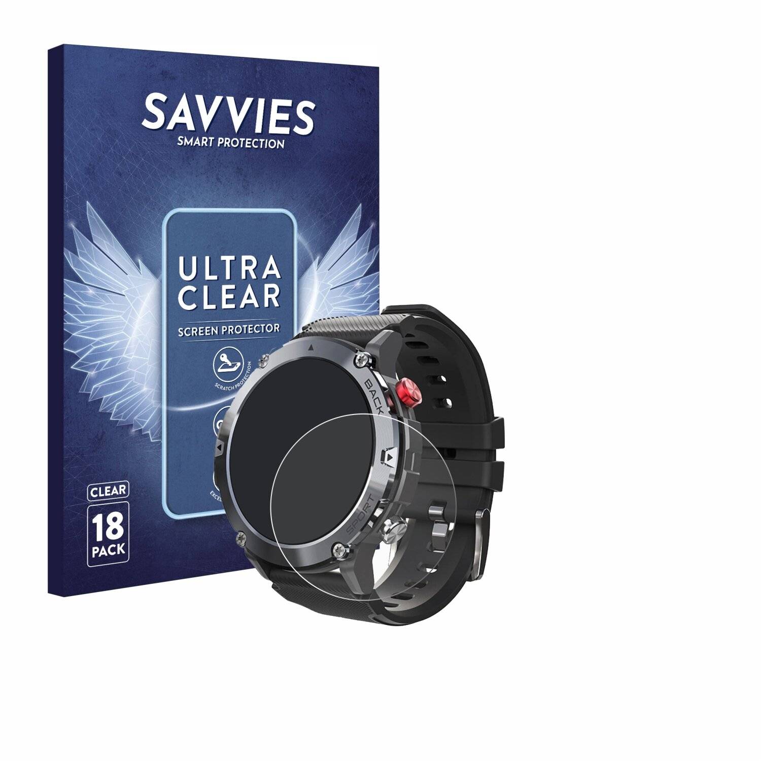 18x Savvies Displayschutz-Folie für Darmowade Smartwatch