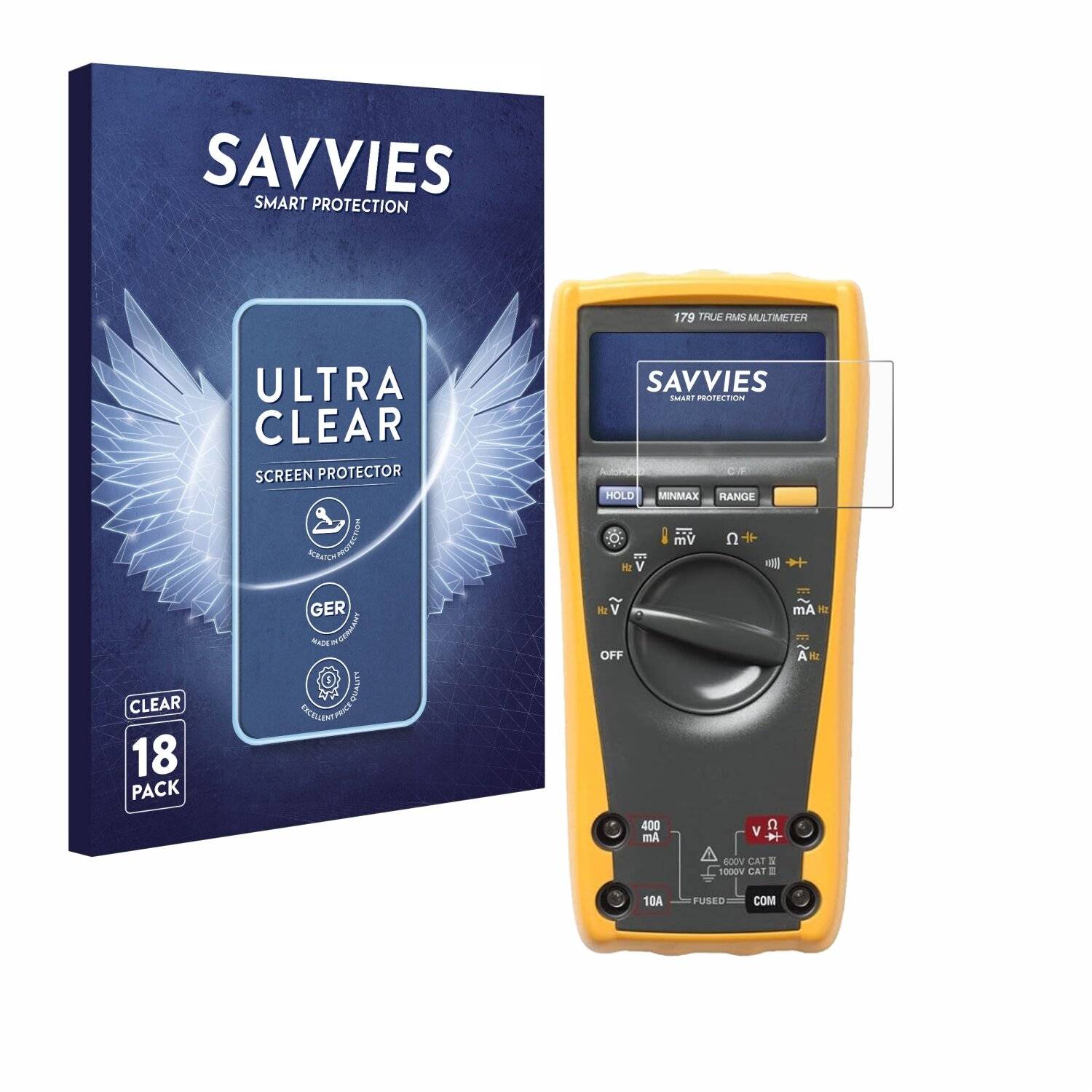 18x Savvies Displayschutz-Folie für Fluke 179