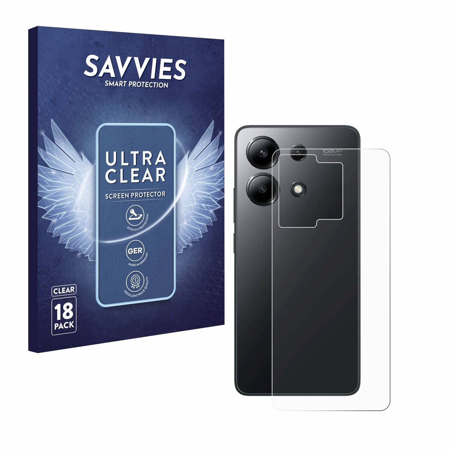 18x Savvies Displayschutz-Folie für Xiaomi Redmi Note 13 4G