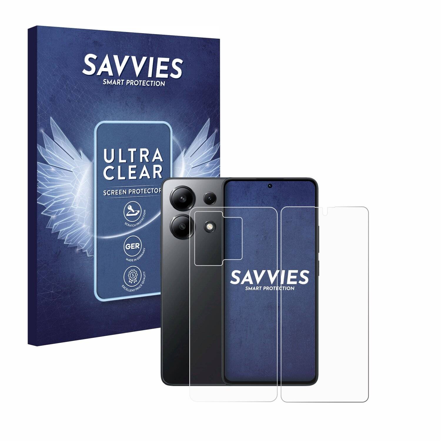 18x Savvies Displayschutz-Folie für Xiaomi Redmi Note 13 4G
