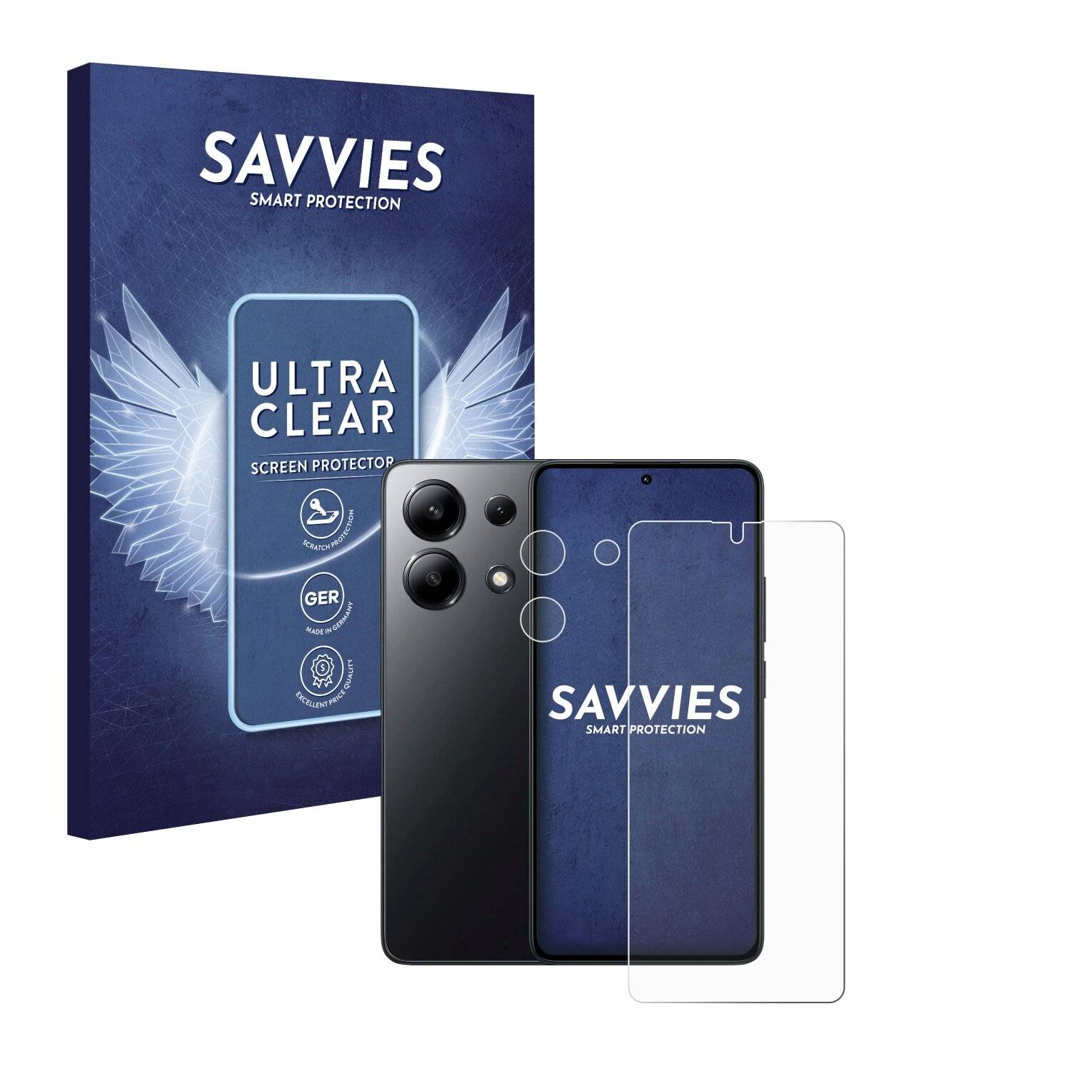 18x Savvies Displayschutz-Folie für Xiaomi Redmi Note 13 4G