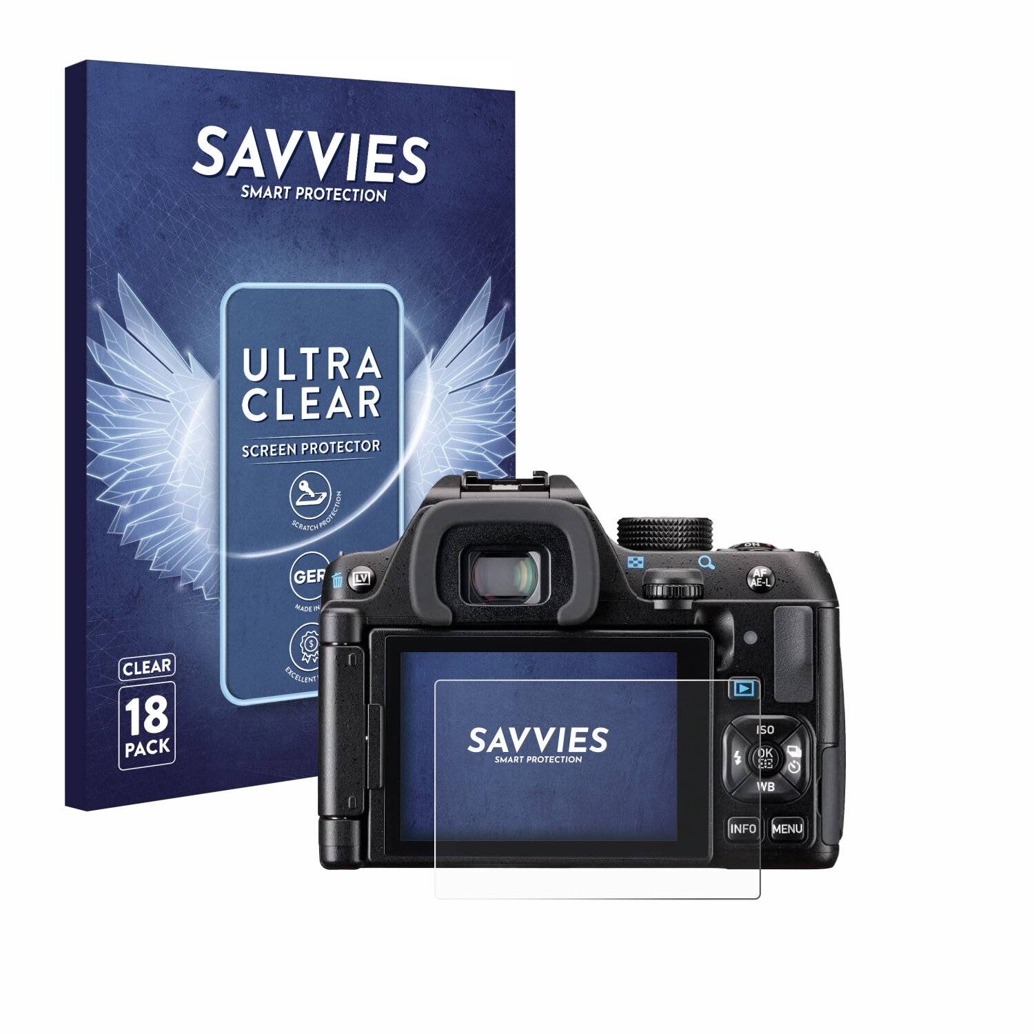 18x Savvies Displayschutz-Folie für Pentax