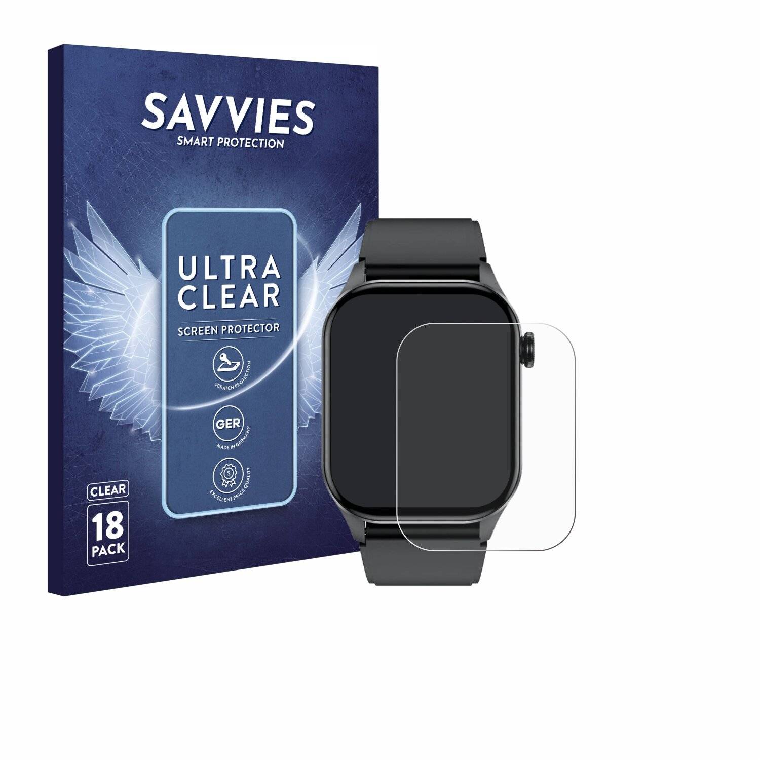 18x Savvies Displayschutz-Folie für Smartwatch T98