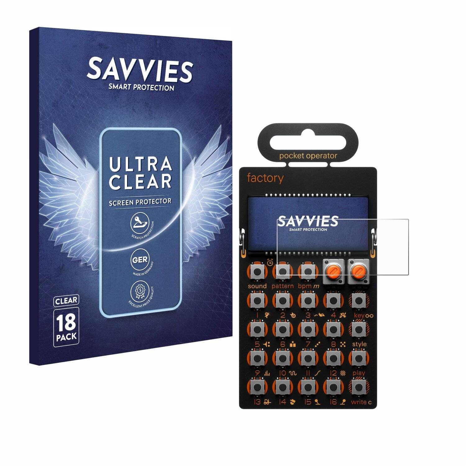 18x Savvies Displayschutz-Folie für Teenage Engineering PO-16