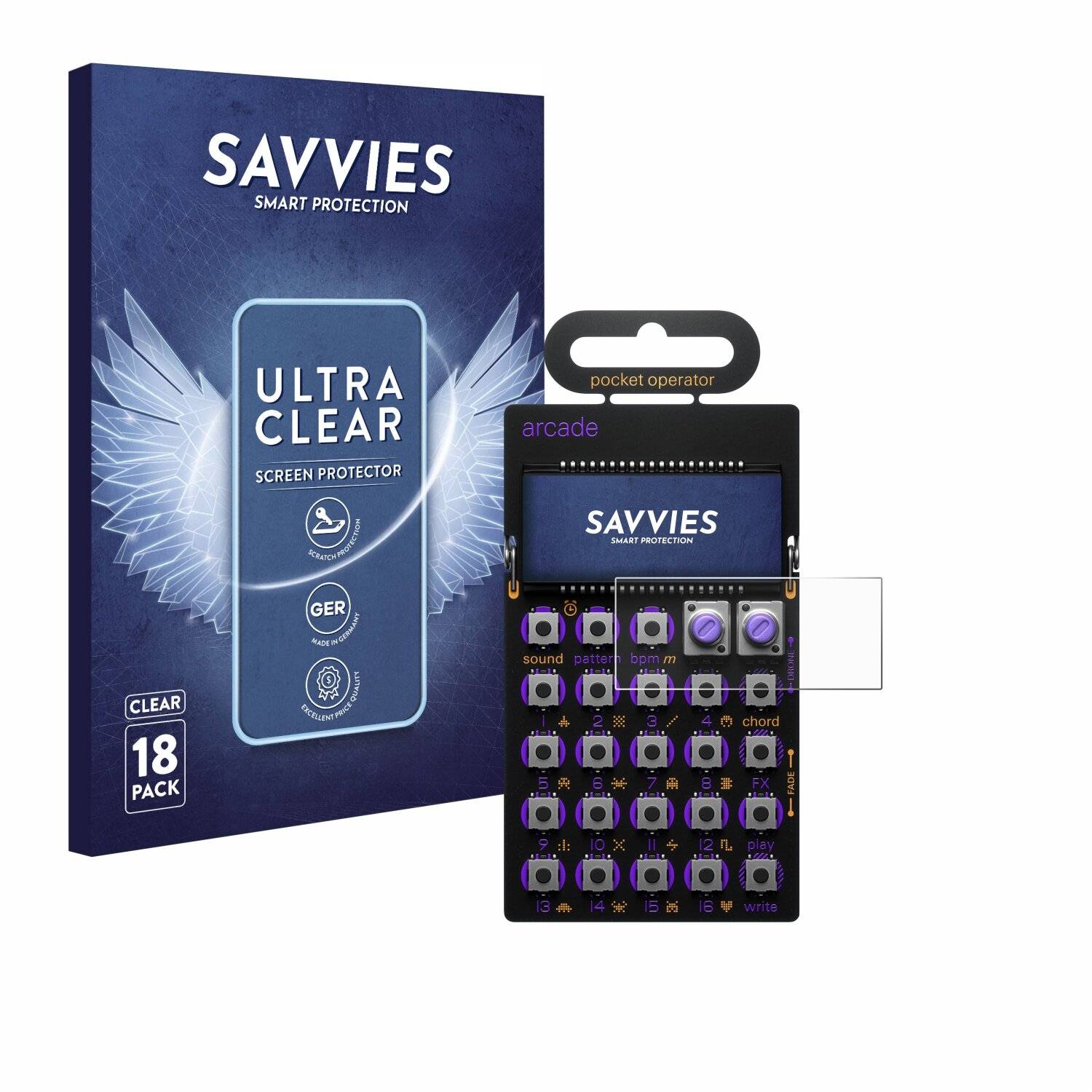 18x Savvies Displayschutz-Folie für Teenage Engineering PO-20