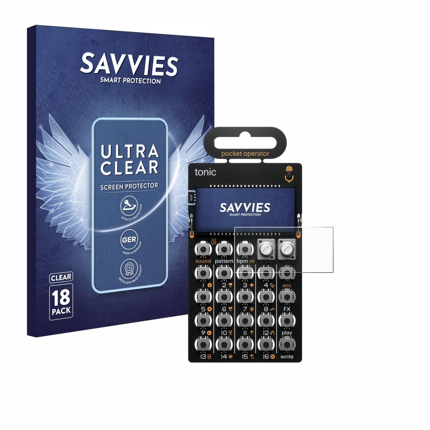18x Savvies Displayschutz-Folie für Teenage Engineering PO-32