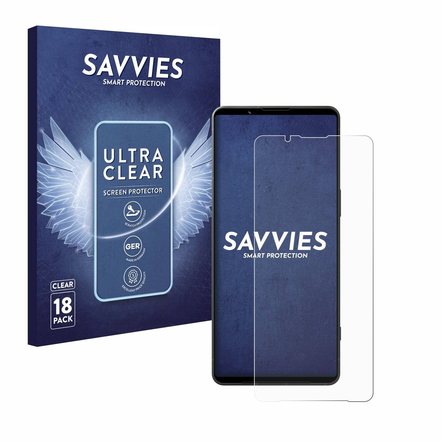 18x Savvies Displayschutz-Folie für Sony Xperia 1