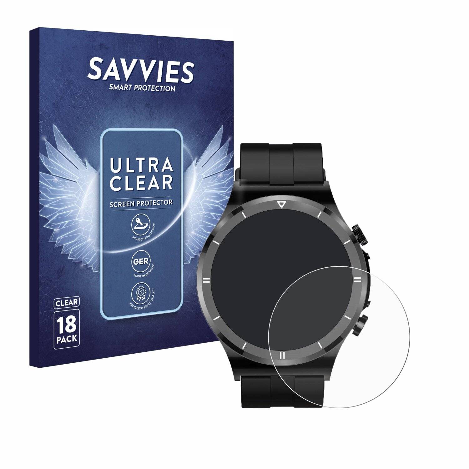 18x Savvies Displayschutz-Folie für Sanorum Smartwatch