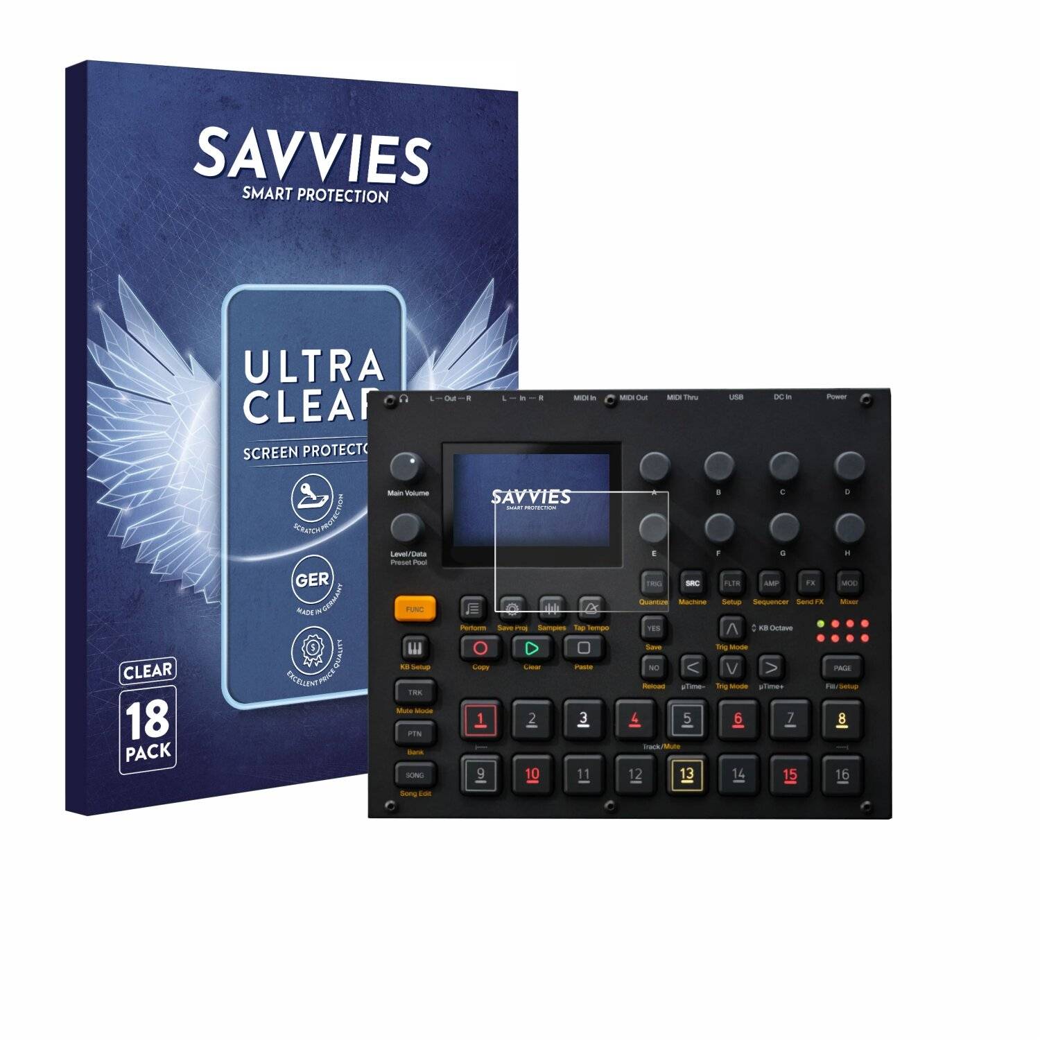 18x Savvies Displayschutz-Folie für Elektron Digitakt
