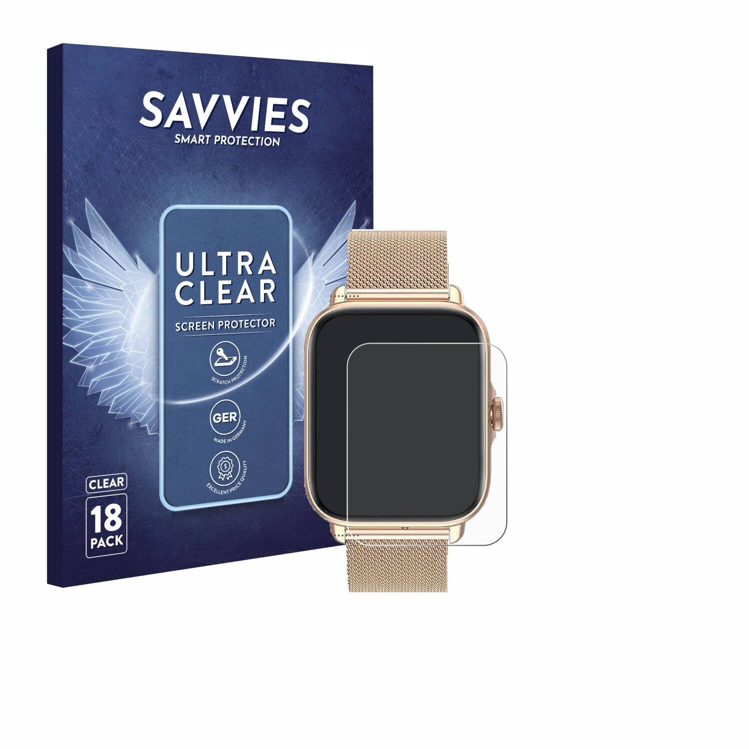 18x Savvies Displayschutz-Folie für Smartwatch Y22