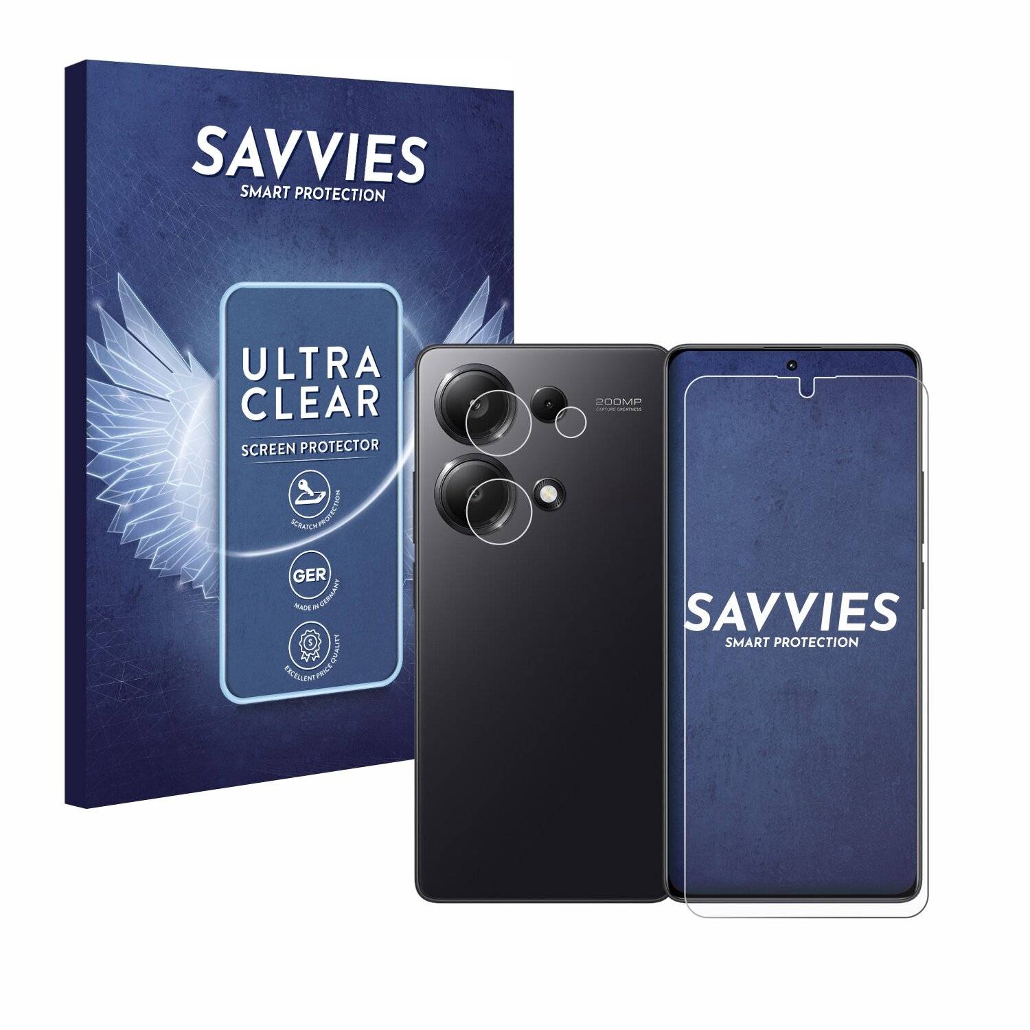 18x Savvies Displayschutz-Folie für Xiaomi Redmi Note 13 Pro 4G