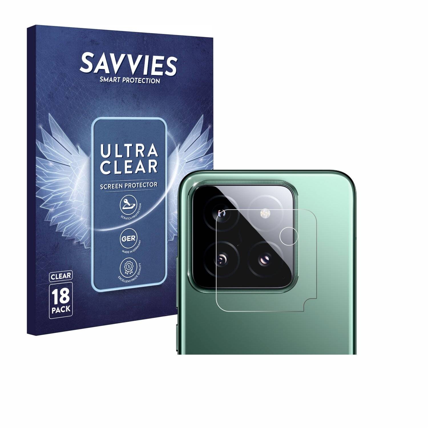 18x Savvies Displayschutz-Folie für Xiaomi 14 (NUR