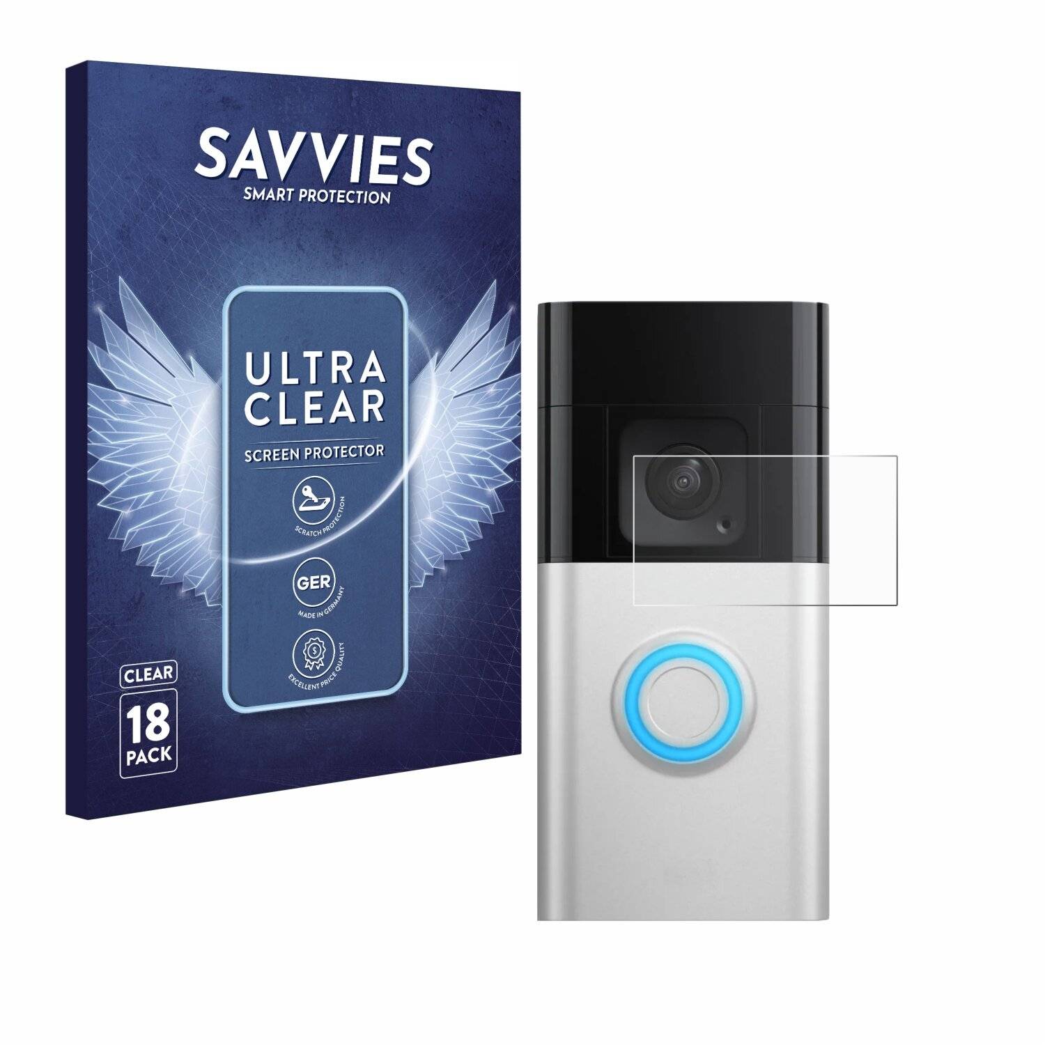 18x Savvies Displayschutz-Folie für Ring Battery Video Doorbell